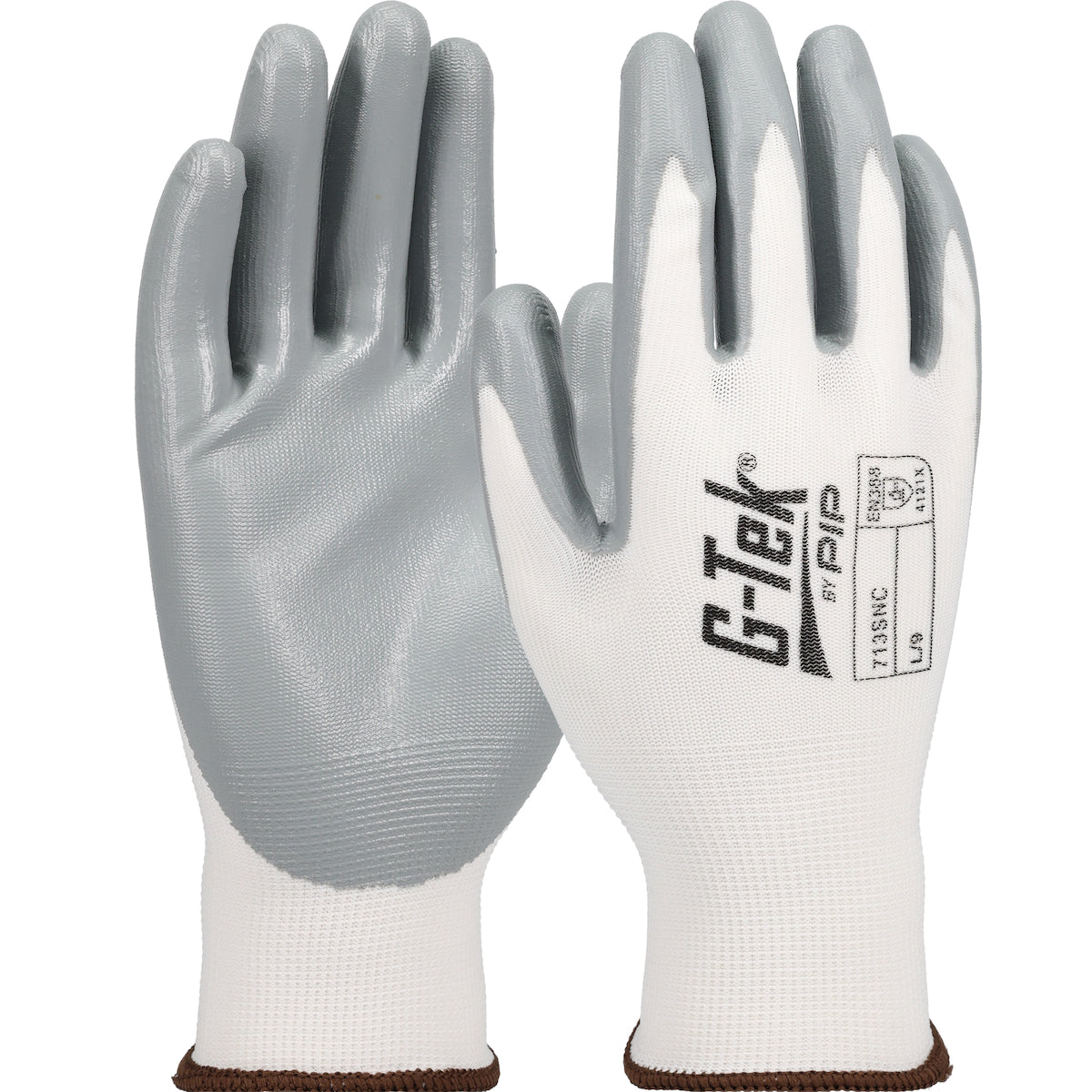 G-Tek 713SNC Coated Work Gloves Polyester Nitrile Smooth White