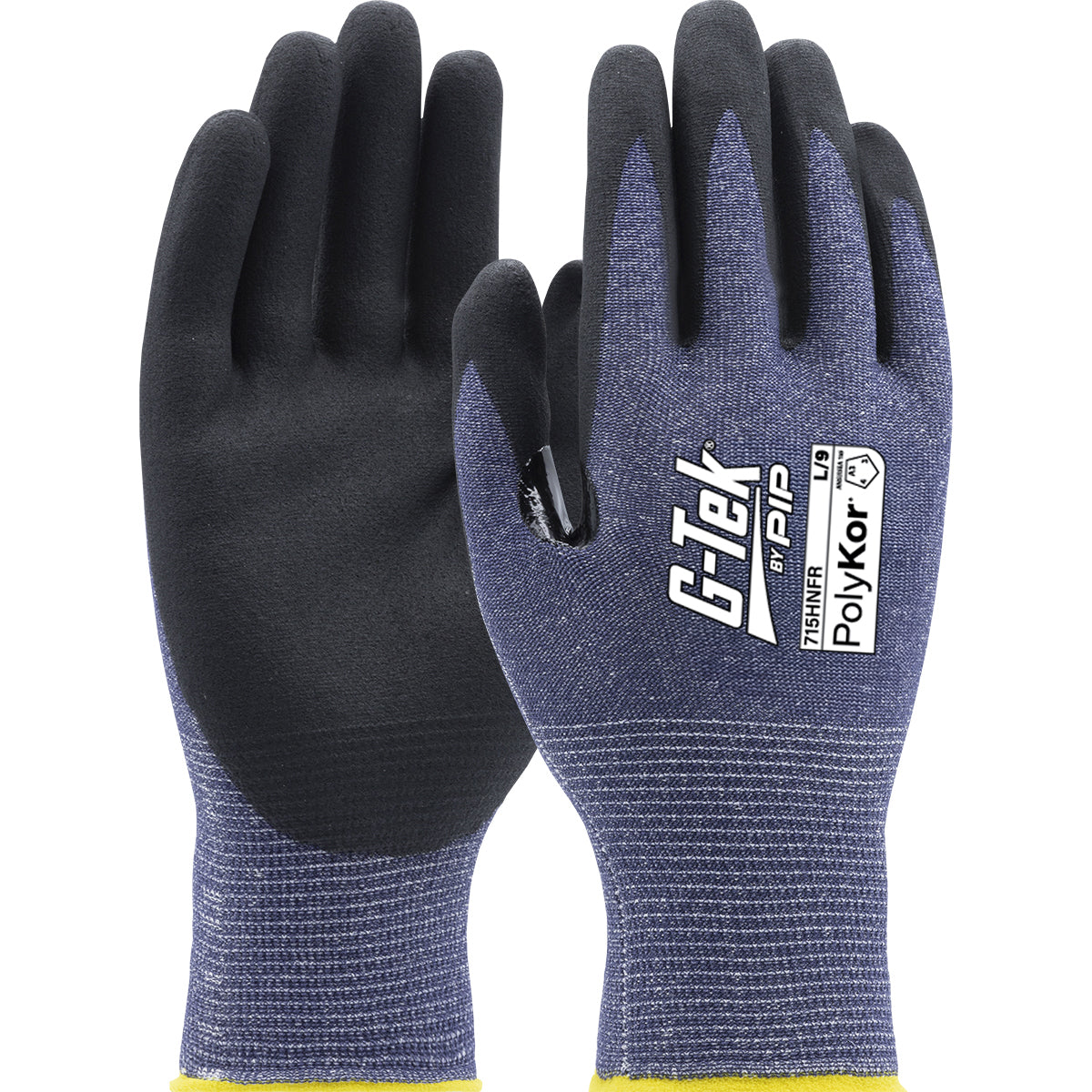 G-Tek 715HNFR Cut Resistant Gloves Polykor Foam Nitrile Blue