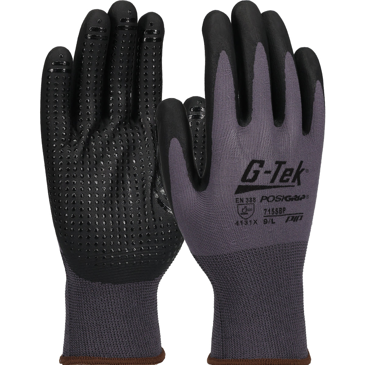 G-Tek PosiGrip 715SBP Coated Work Gloves Nylon Nitrile Foam Gray