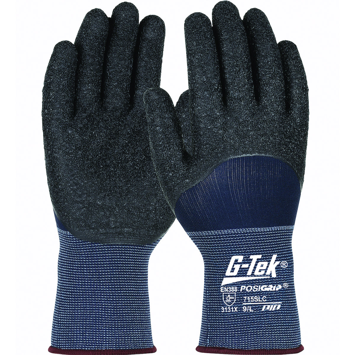 G-Tek 715SLC Coated Work Gloves Nylon Latex Crinkle Blue