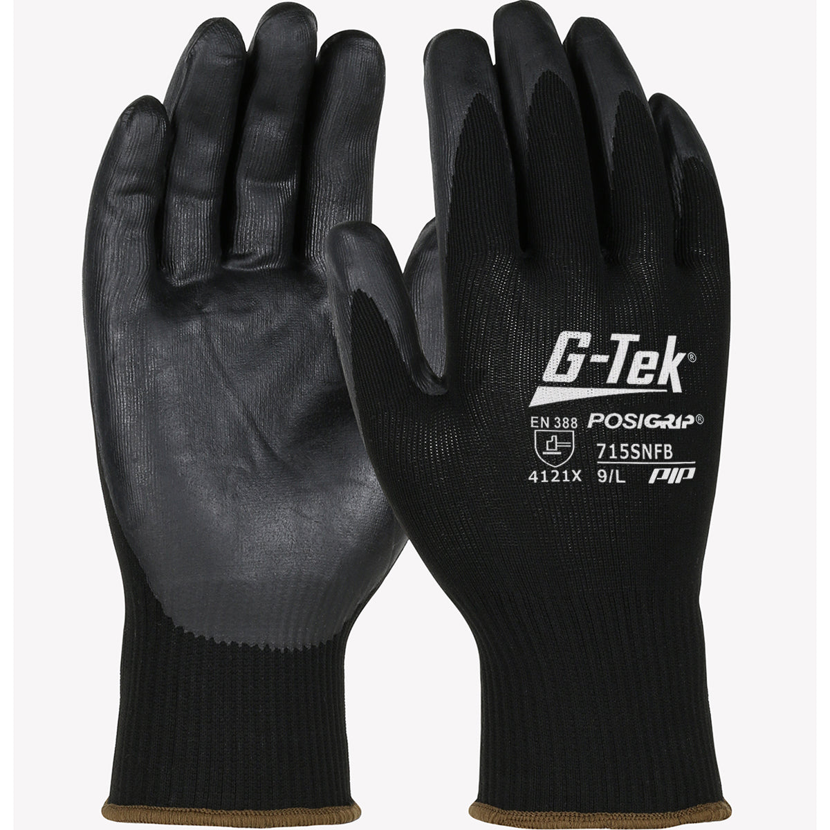 G-Tek 715SNFB Coated Work Gloves Nylon Foam Nitrile Black