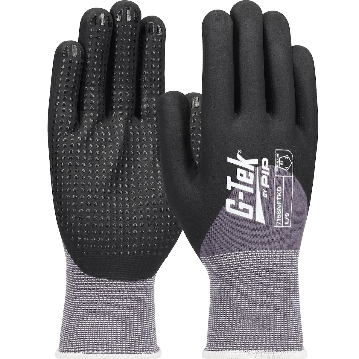 G-Tek 715SNFTKD Coated Work Gloves Nylon/Spandex Foam Nitrile Gray