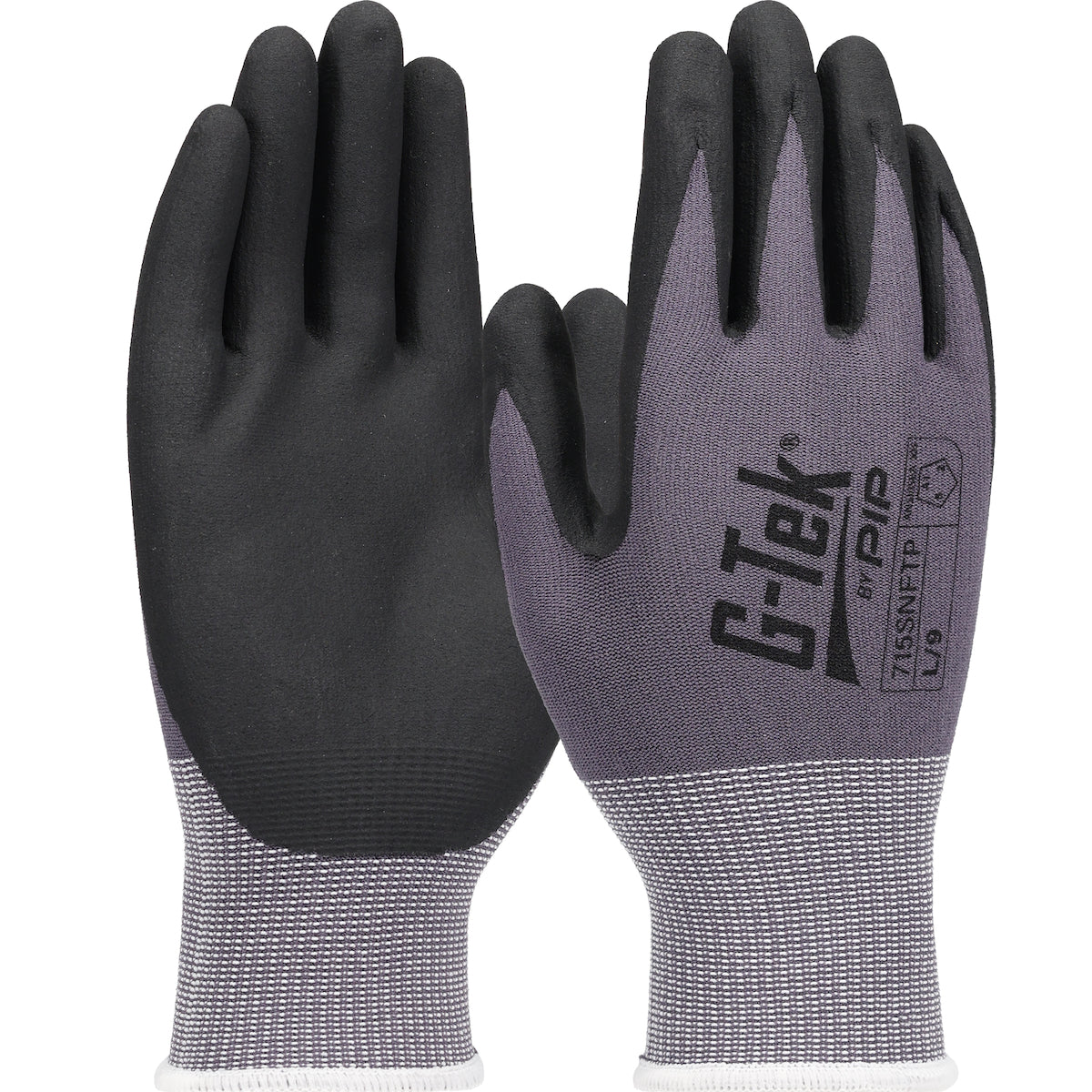 G-Tek 715SNFTP Coated Work Gloves Nylon/Spandex Foam Nitrile Gray