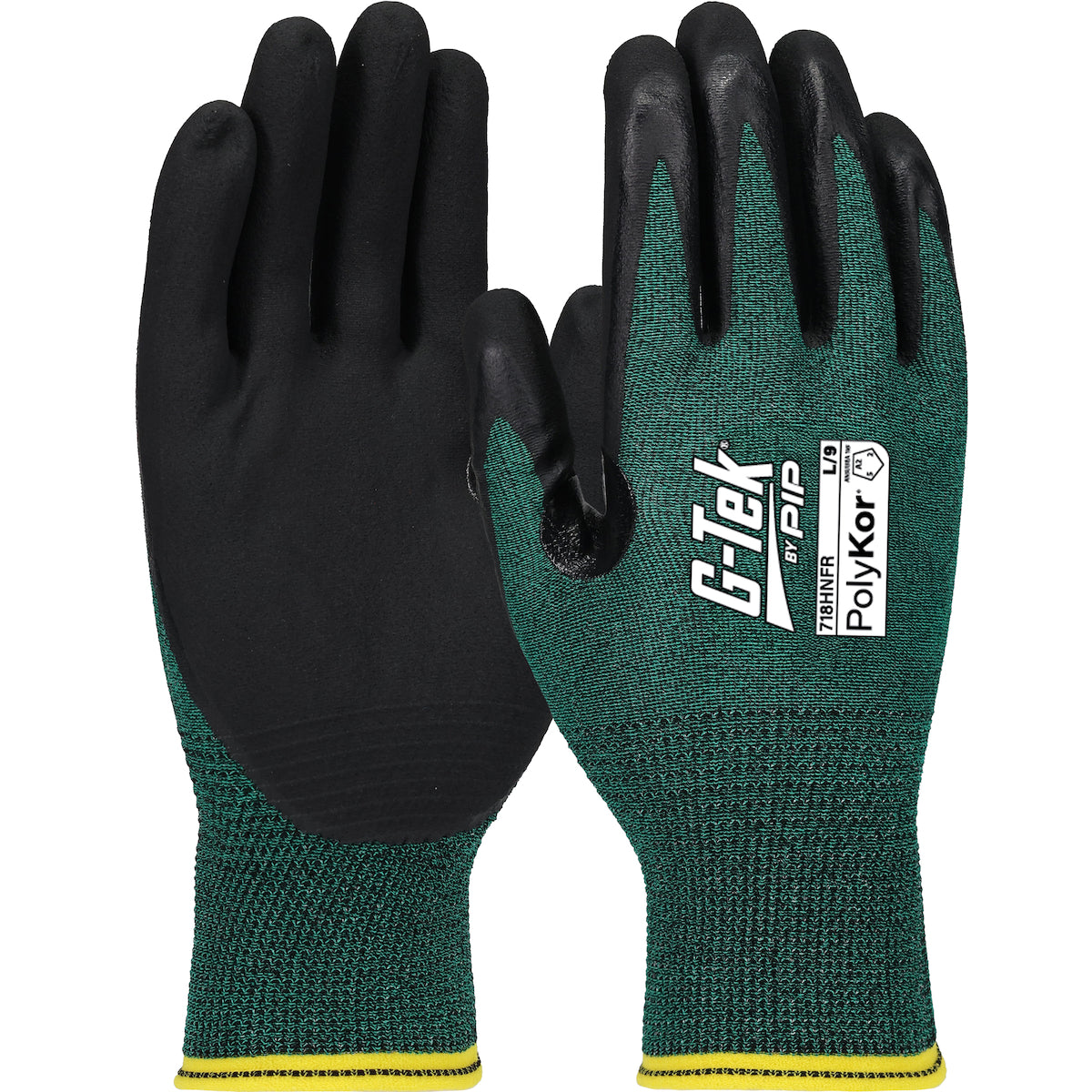 G-Tek 718HNFR Cut Resistant Gloves Polykor Foam Nitrile Green