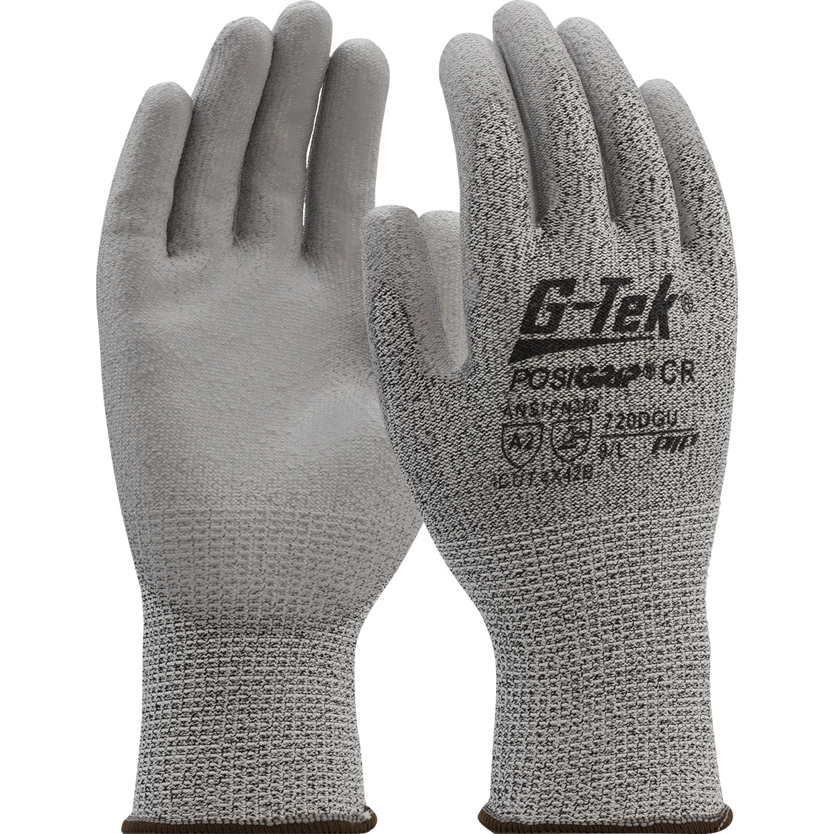 G-Tek 720DGU Cut Resistant Gloves PolyKor PU Coated Salt & Pepper