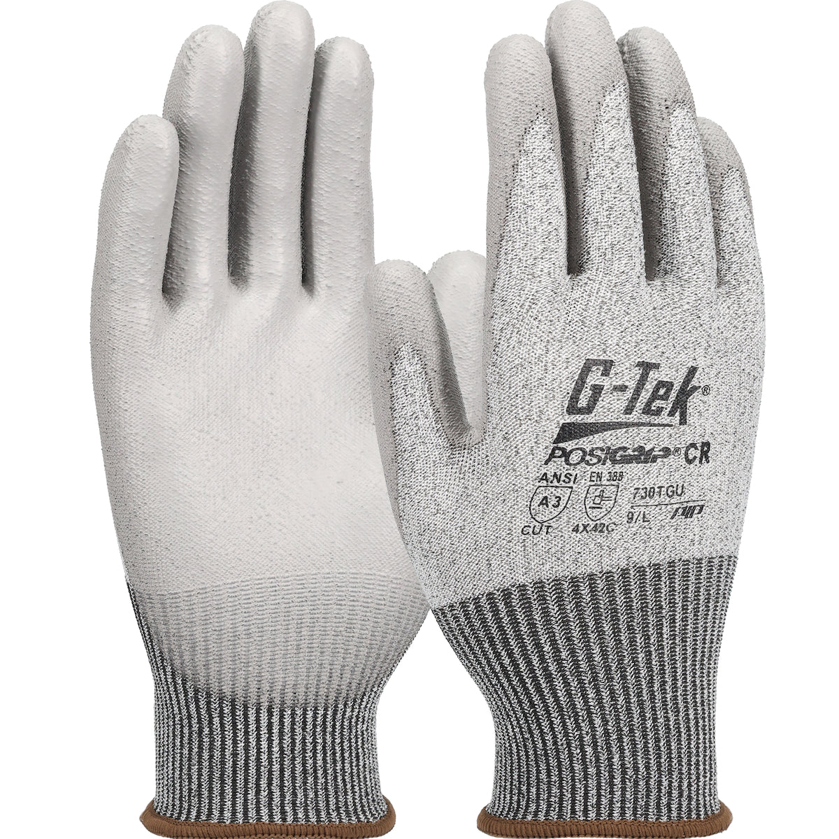G-Tek 730TGU Cut Resistant Gloves PolyKor PU Coated Gray