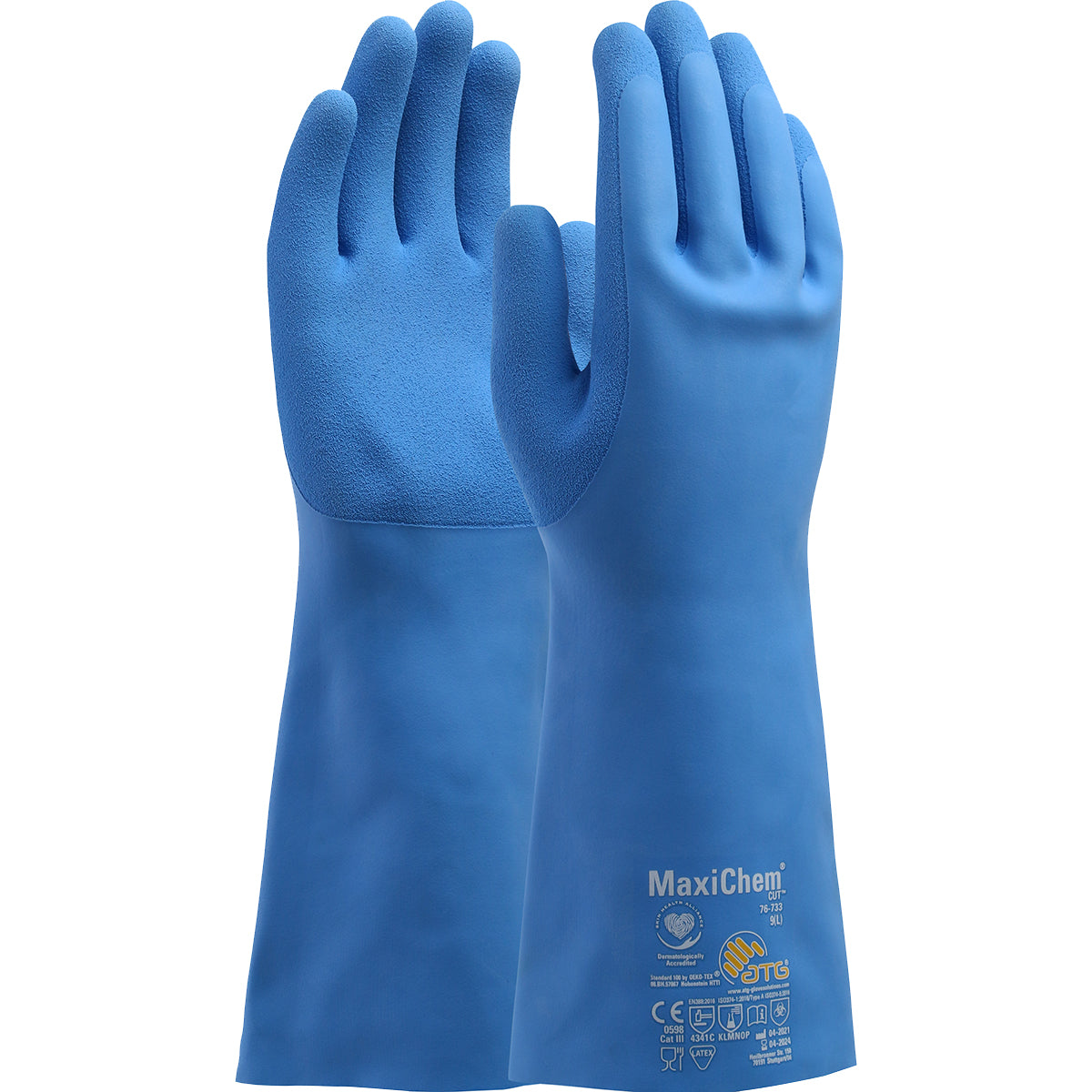 ATG 76-733 Chemical Resistant Gloves Latex Cut Protection Blue