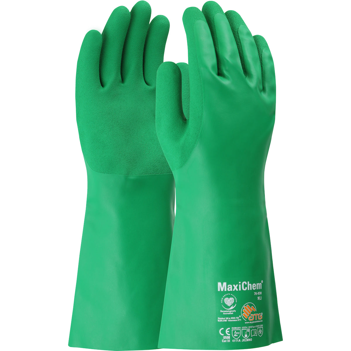ATG 76-830 Chemical Resistant Gloves Nitrile Non-Slip Green