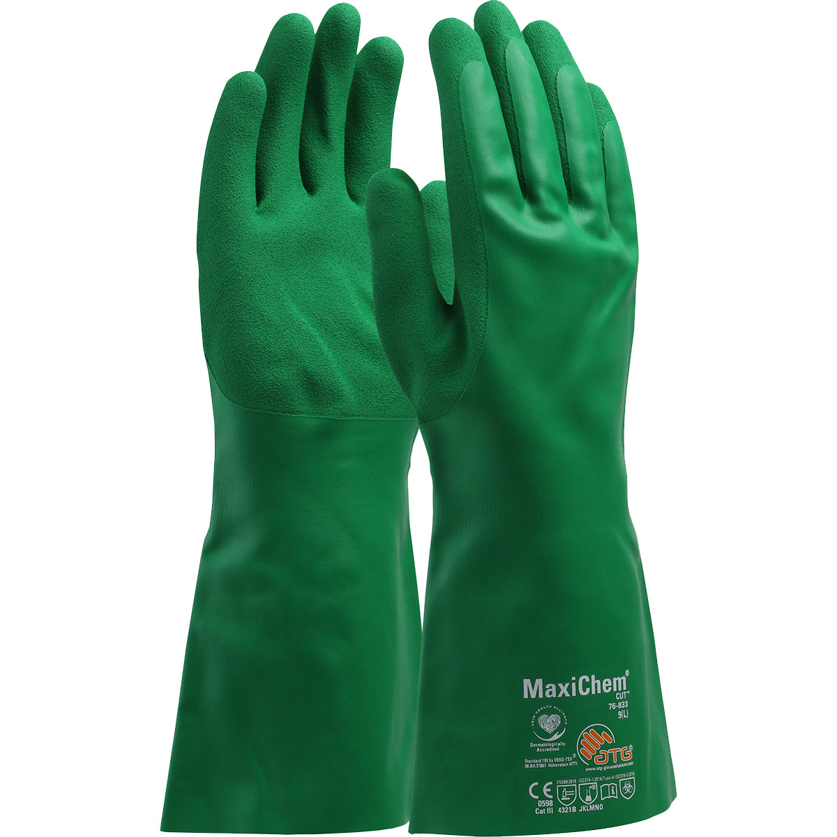 ATG 76-833 Chemical Resistant Gloves Nitrile Cut Protection Green