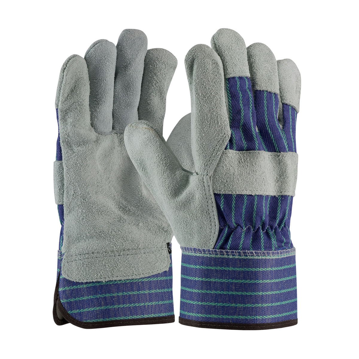 PIP 82-7563 Leather Palm Gloves Cowhide Rubberized Cuff Blue