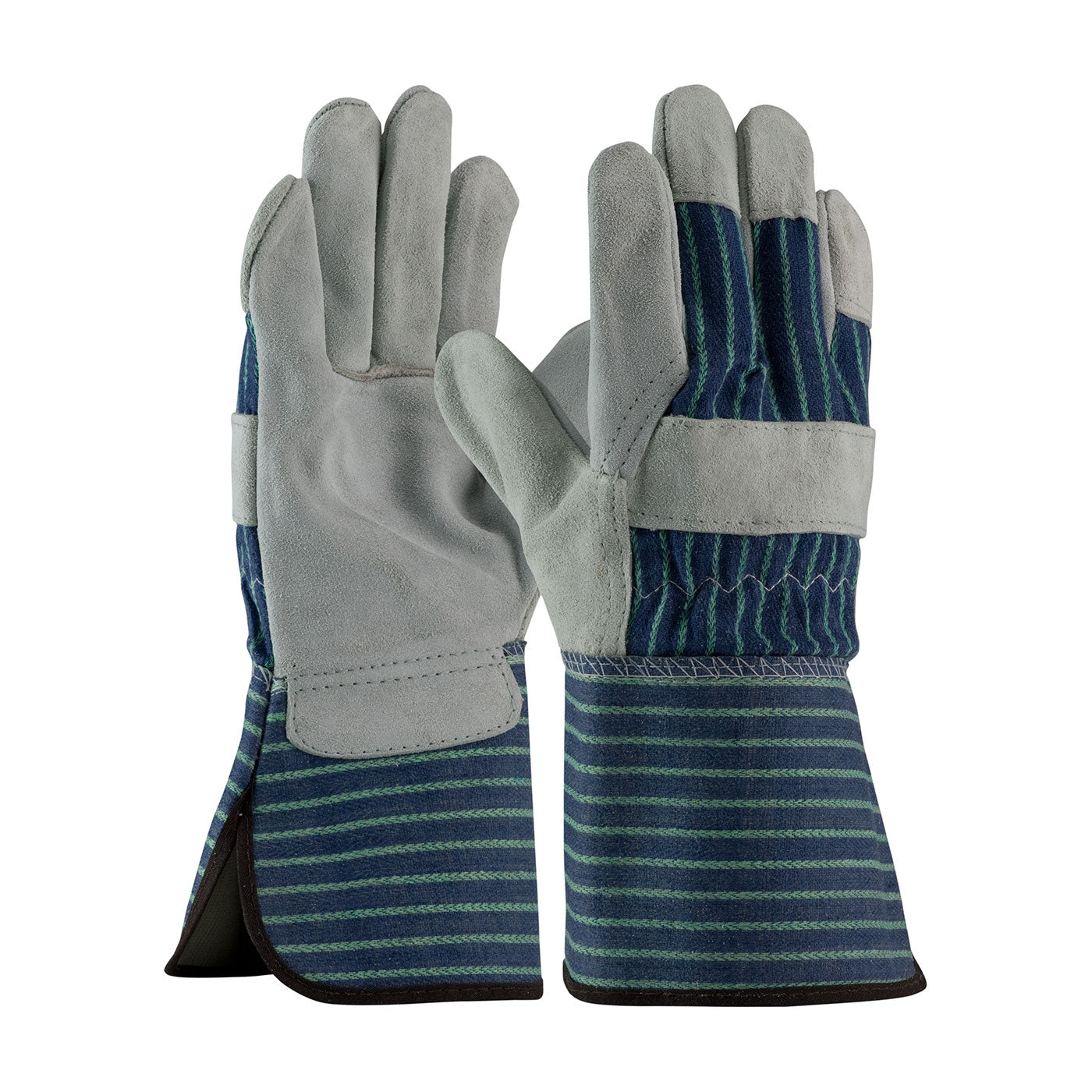 PIP 82-7663 Leather Palm Gloves Split Cowhide Rubberized Blue