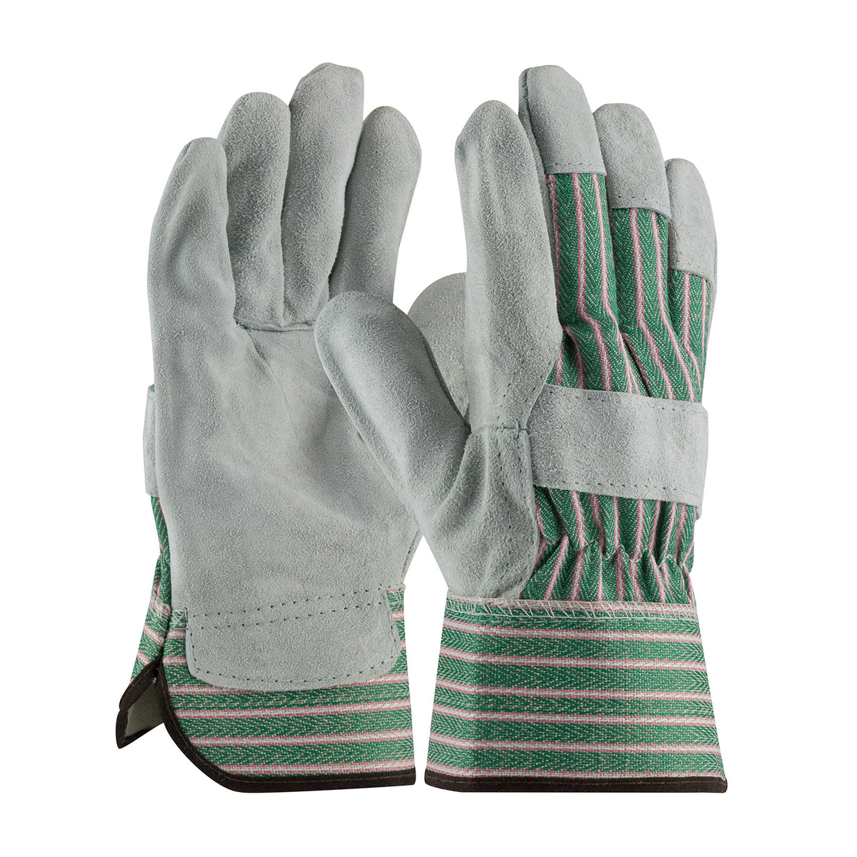 PIP 83-6563 Leather Palm Gloves Split Cowhide Rubberized Green