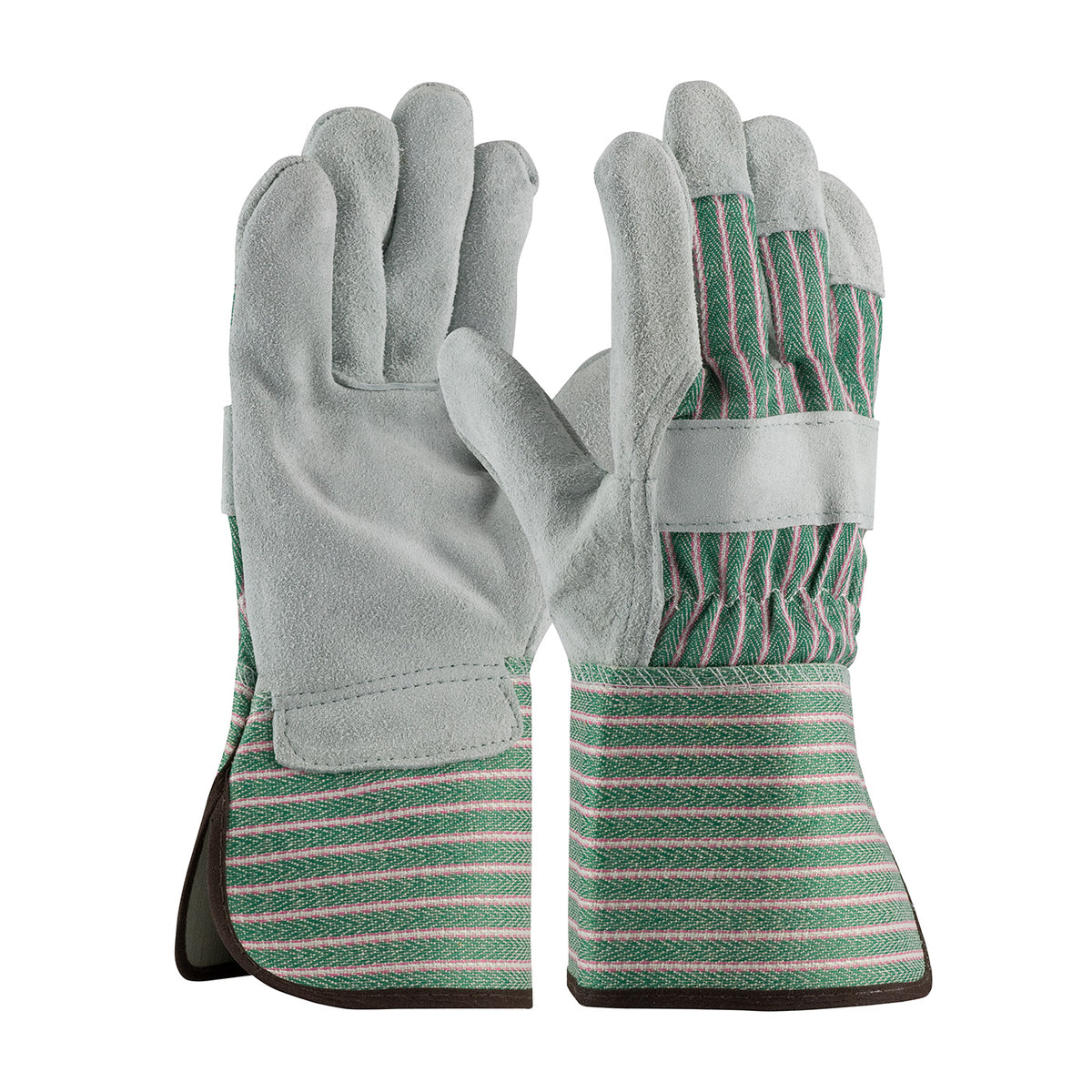 PIP 83-6663 Leather Palm Gloves Split Cowhide Rubberized Green