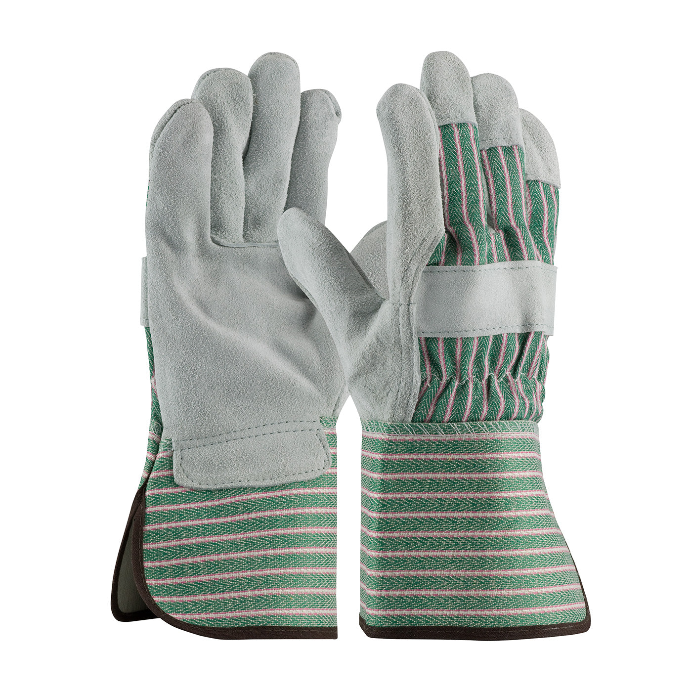 PIP 83-6663 Leather Palm Gloves Split Cowhide Rubberized Green