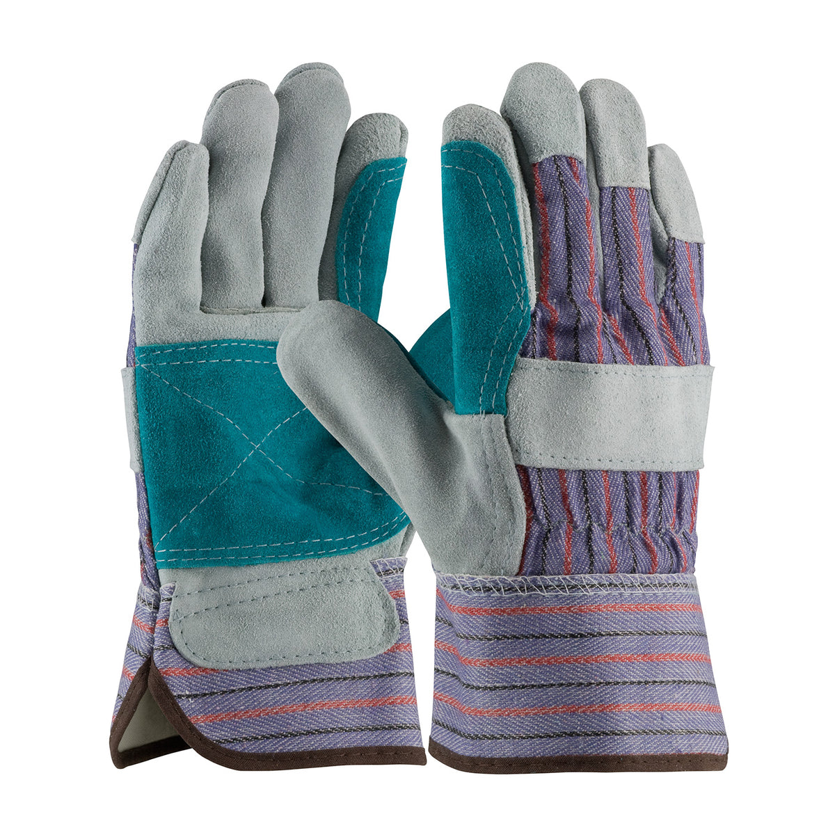 PIP 84-7533J Leather Double Palm Gloves Cowhide Blue