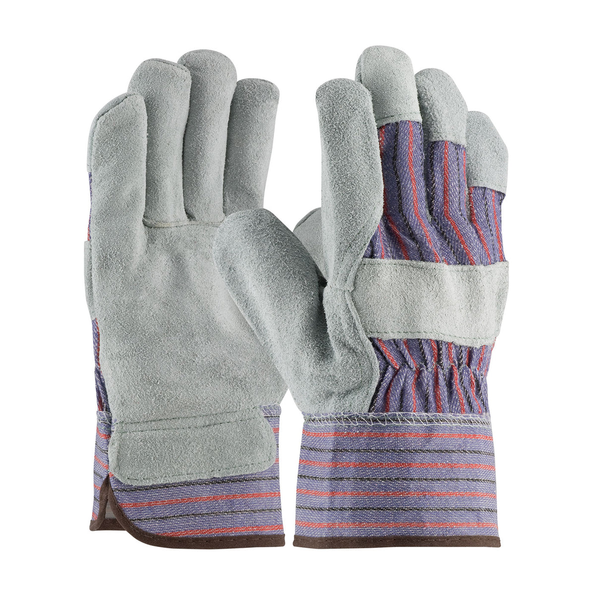 PIP 85-7500SC Leather Palm Gloves Cowhide Starched Cuff Blue