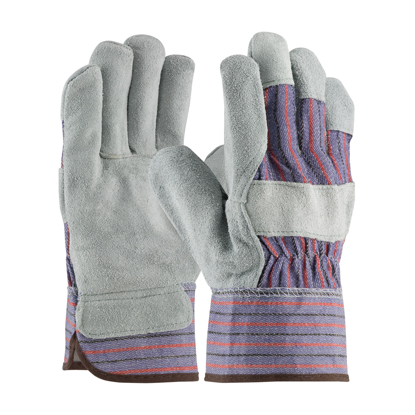 PIP 85-7500SC Leather Palm Gloves Cowhide Starched Cuff Blue