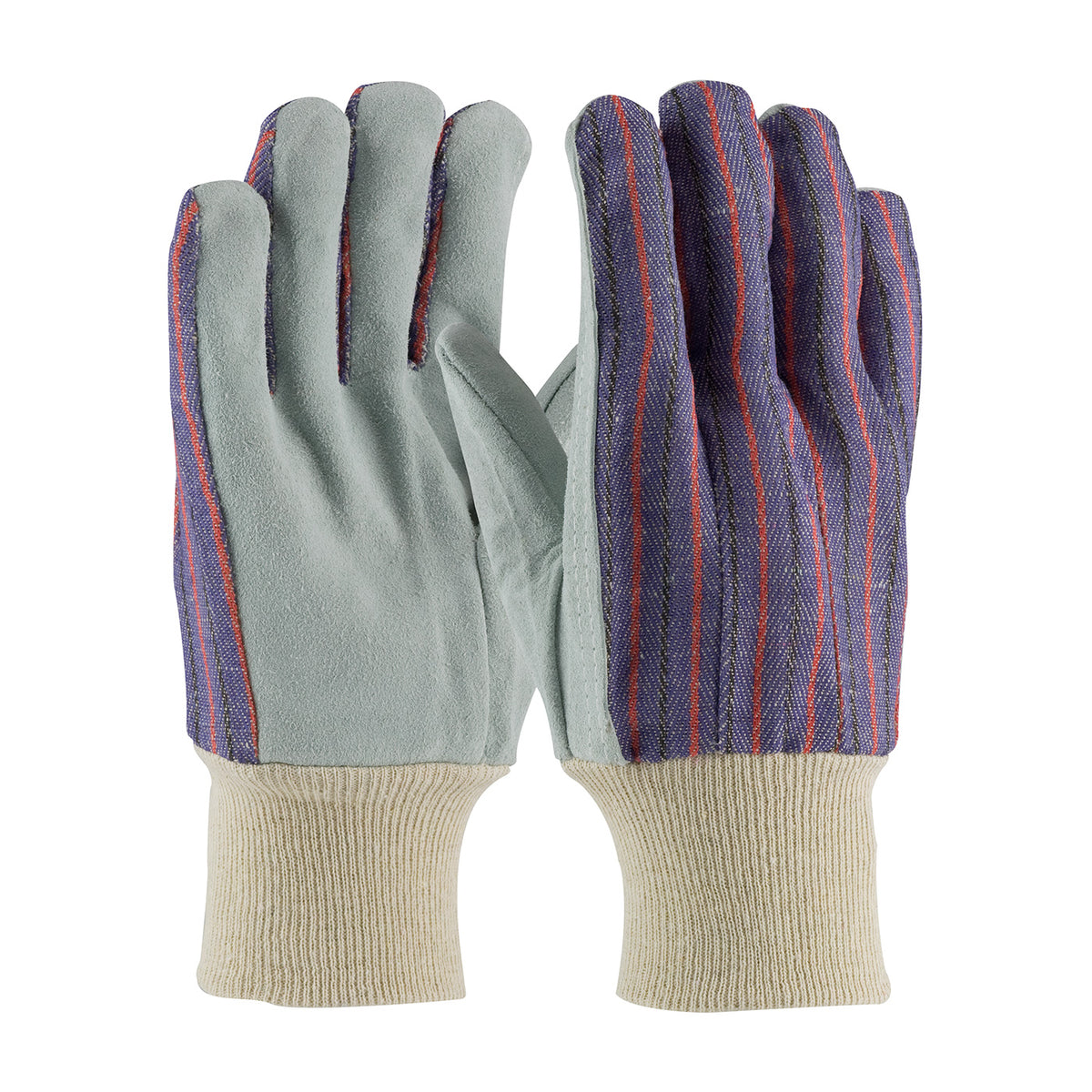 PIP 86-4104 Leather Palm Glove Cowhide Fabric Back Blue