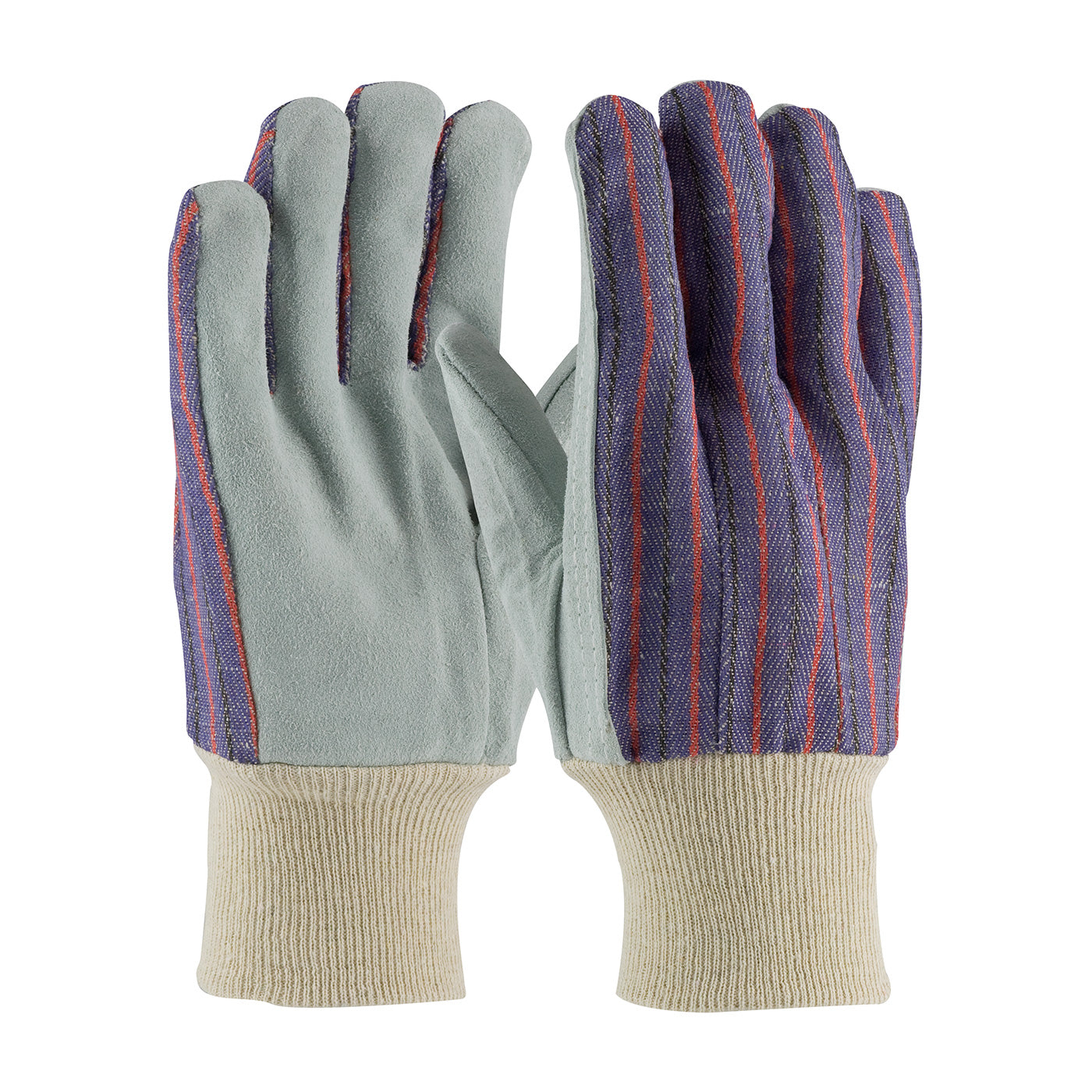 PIP 86-4104 Leather Palm Glove Cowhide Fabric Back Blue