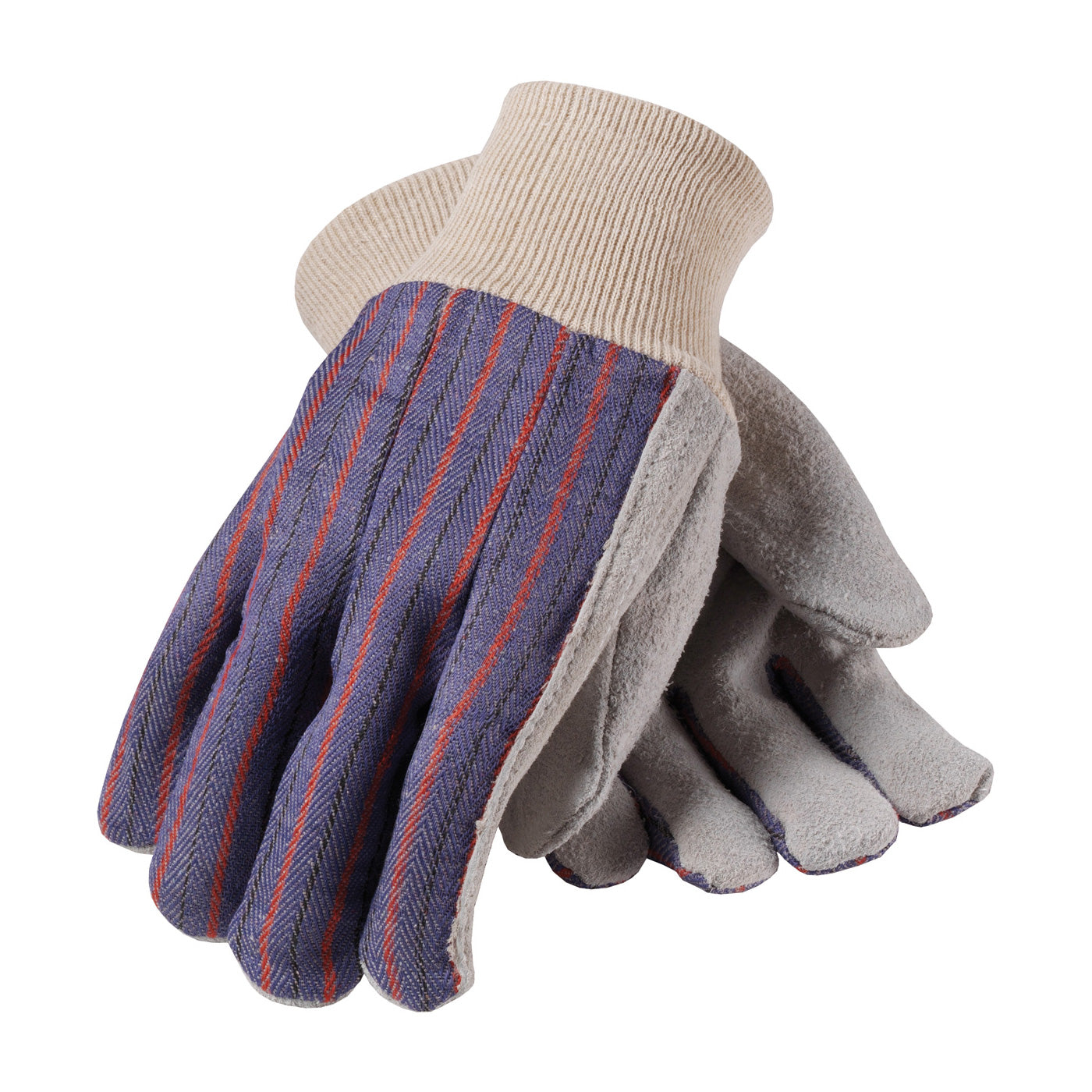 PIP 86-4104C Leather Palm Glove Cowhide Fabric Back Blue