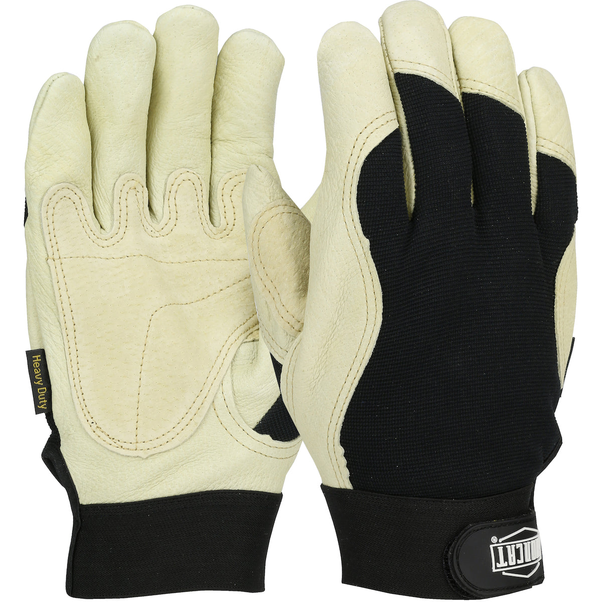Ironcat 86355 Heavy Duty Leather Glove Pigskin Reinforced Natural