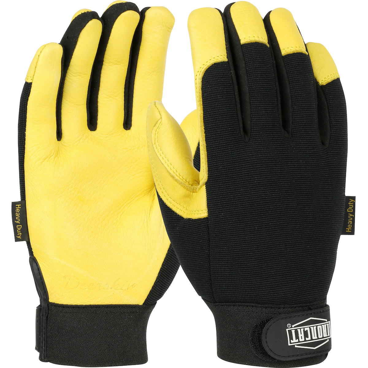 Ironcat 86400 Heavy Duty Leather Glove Deerskin Spandex Gold