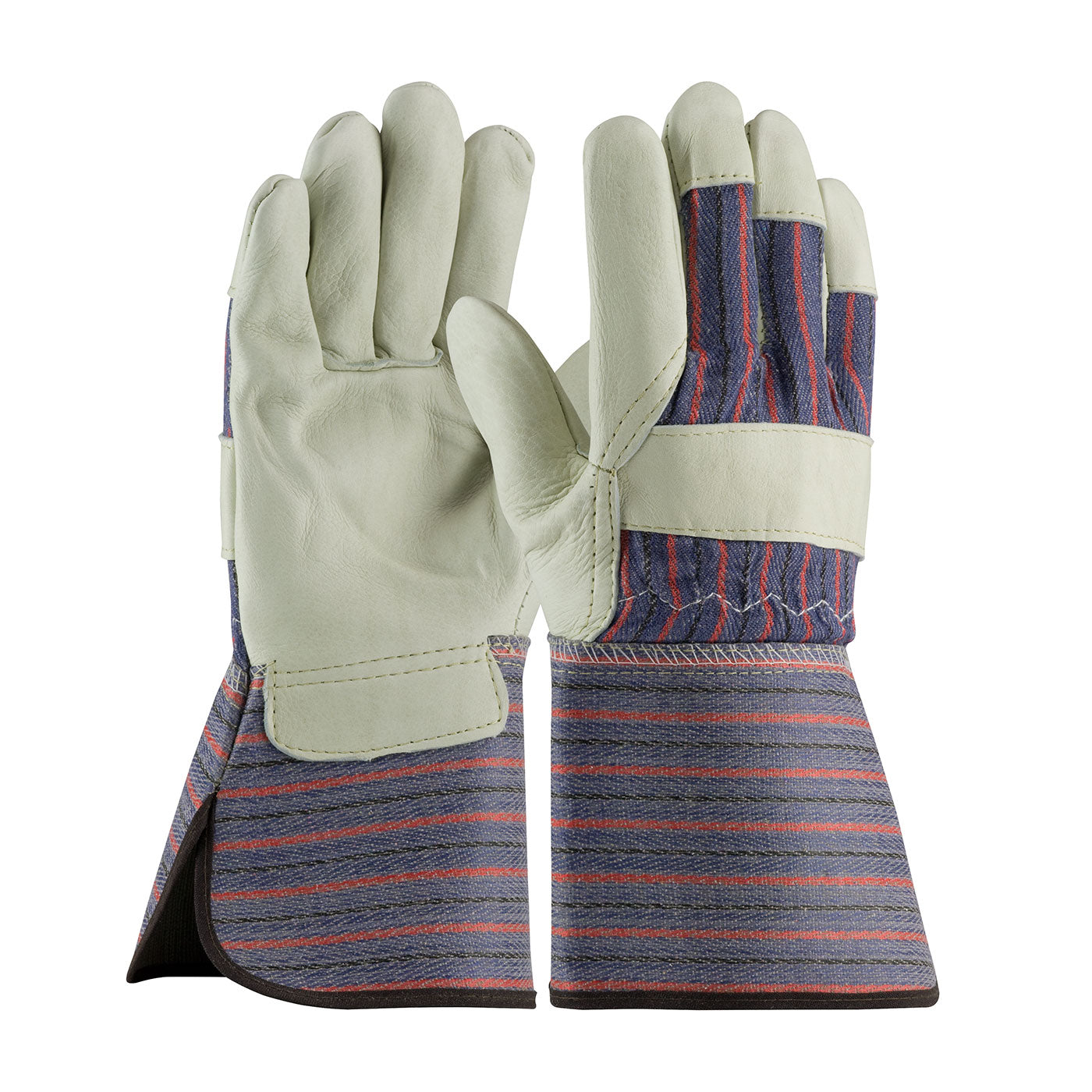 PIP 87-1663 Leather Palm Gloves Cowhide Gauntlet Cuff Blue
