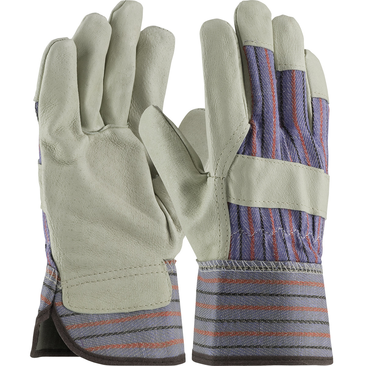 PIP 87-3563 Leather Palm Gloves Pigskin Rubberized Blue