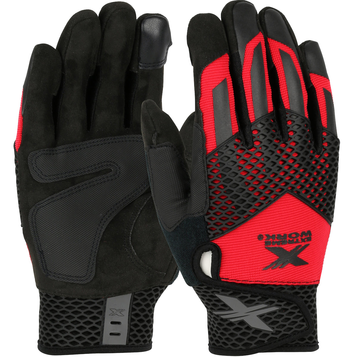 Extreme Work 89303 Hi Performance Glove ToughX Suede Palm Red