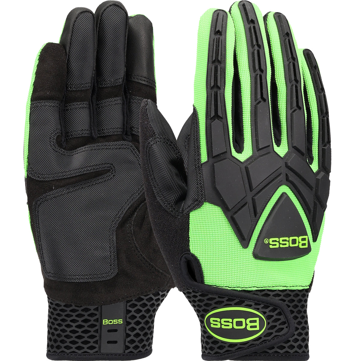 Boss 89306 Hi Performance Glove ToughX Suede Palm Hi-Vis Green