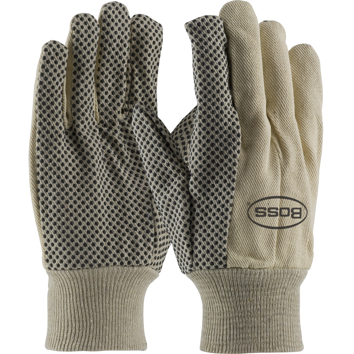 Boss 91-910PD Fabric Work Gloves Cotton PVC Dots Natural