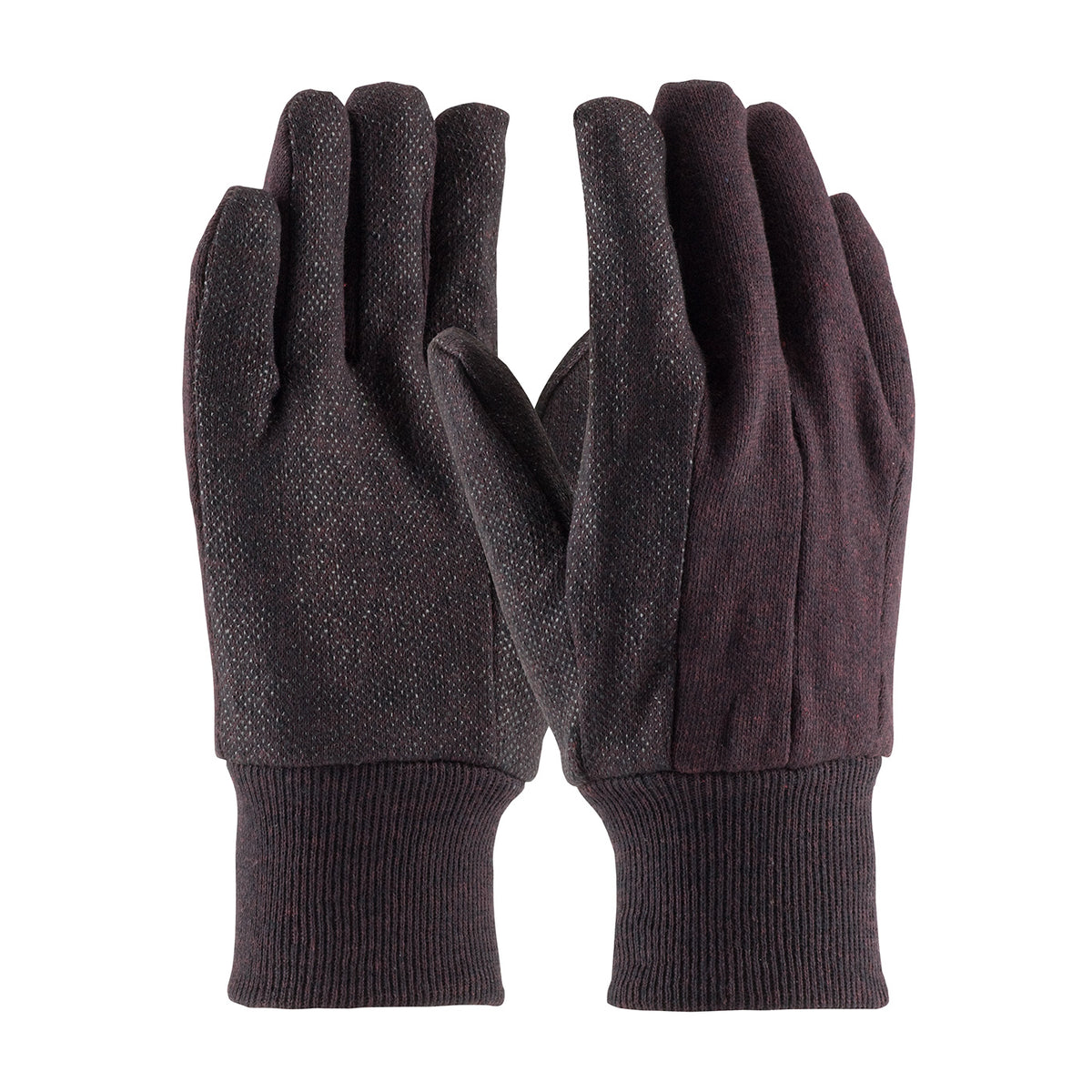 PIP 95-809PD Fabric Work Gloves PVC Dotted Grip Brown
