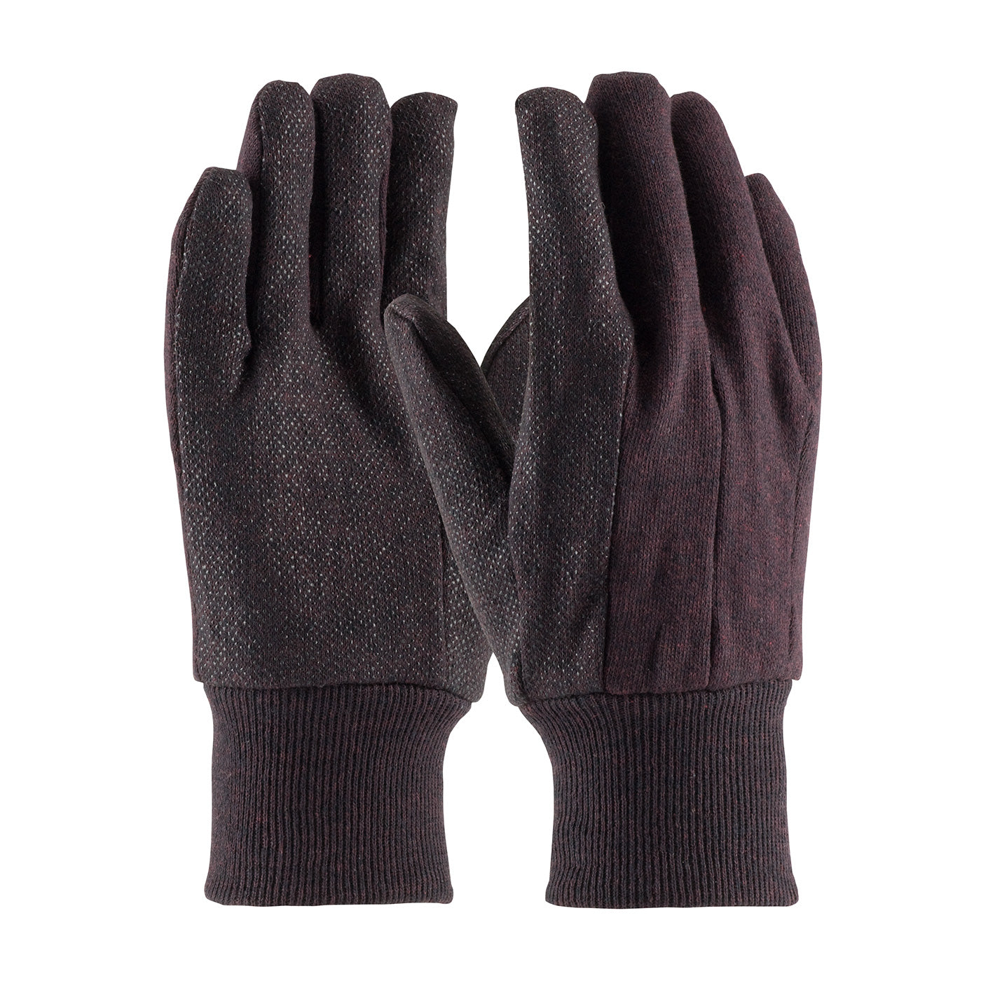 PIP 95-809PD Fabric Work Gloves PVC Dotted Grip Brown