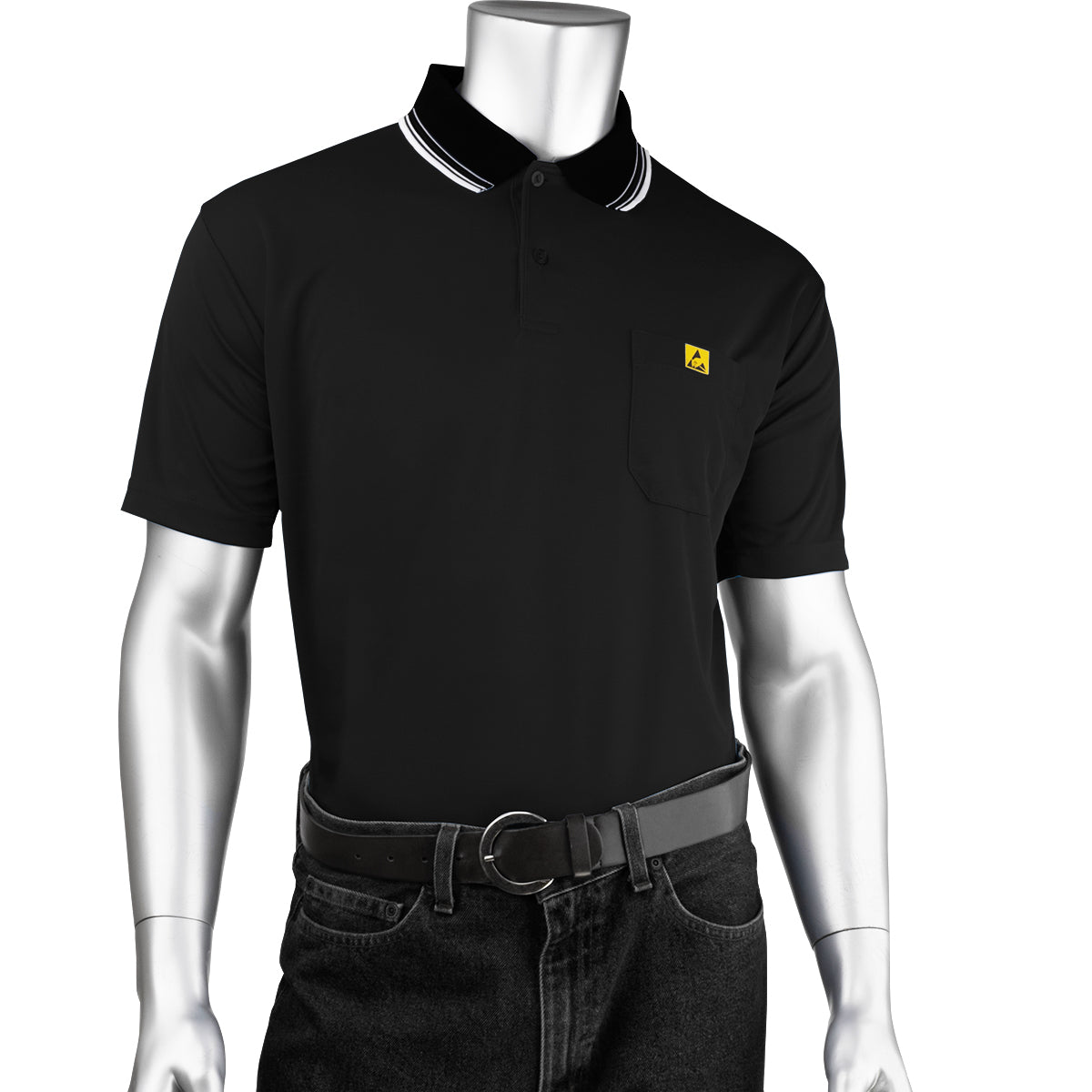 Uniform Technology BP801SC-BK ESD Polo Shirt Polyester Seamless Black
