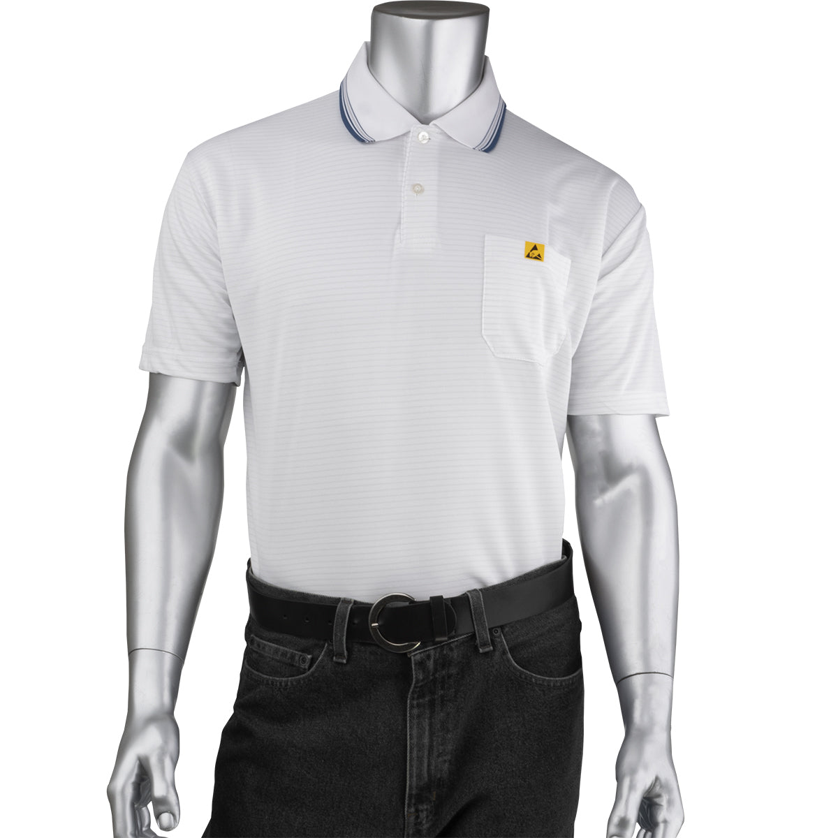 Uniform Technology BP801SC-WH ESD Polo Shirt Polyester Seamless White