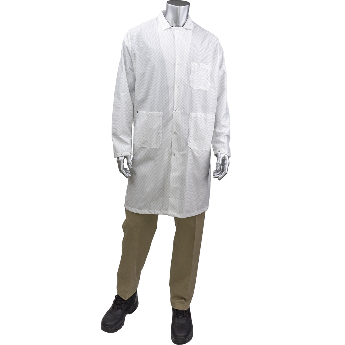 Uniform Technology BR18-45WH Long ESD Labcoat Staticon Fabric White