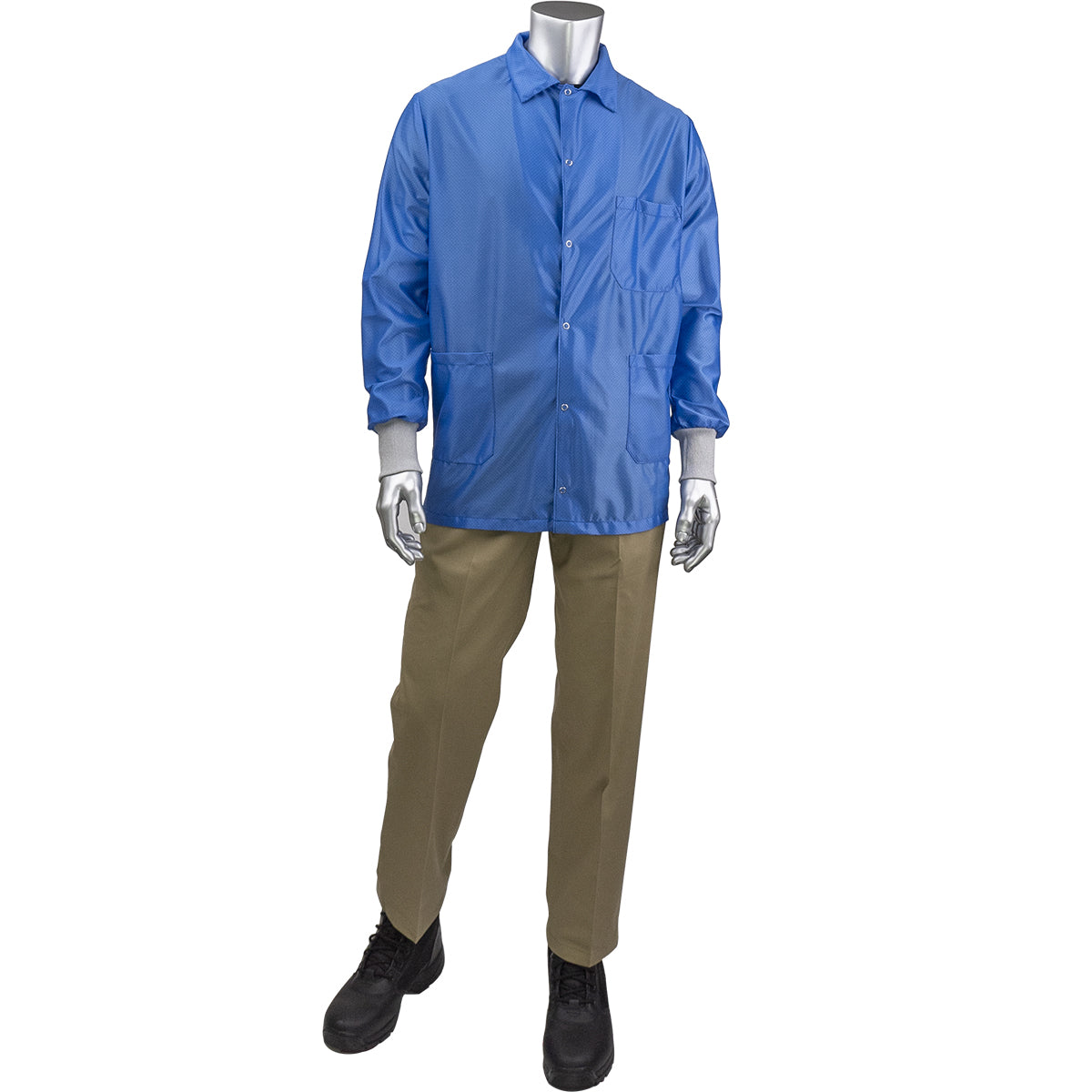 Uniform Technology BR49AC-44RB Reusable ESD Safe Labcoat Polyester Knit Cuff Royal