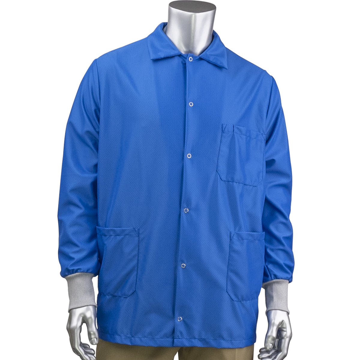 Uniform Technology BR49AC-47RB Reusable ESD Safe Labcoat Polyester Knit Cuff Royal