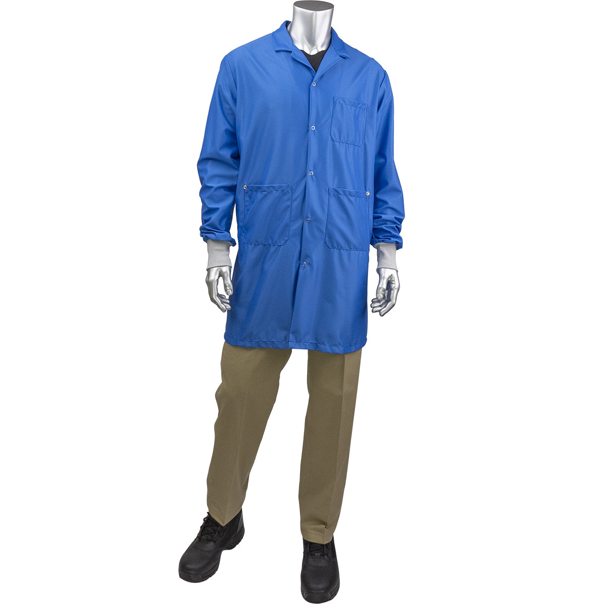 Uniform Technology BR51C-47RB ESD Labcoat Polyester Knit Cuff Royal