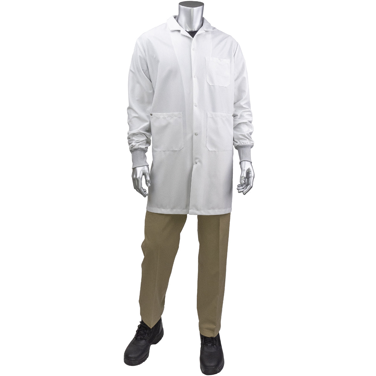 Uniform Technology BR51C-47WH ESD Labcoat Polyester Knit Cuff White
