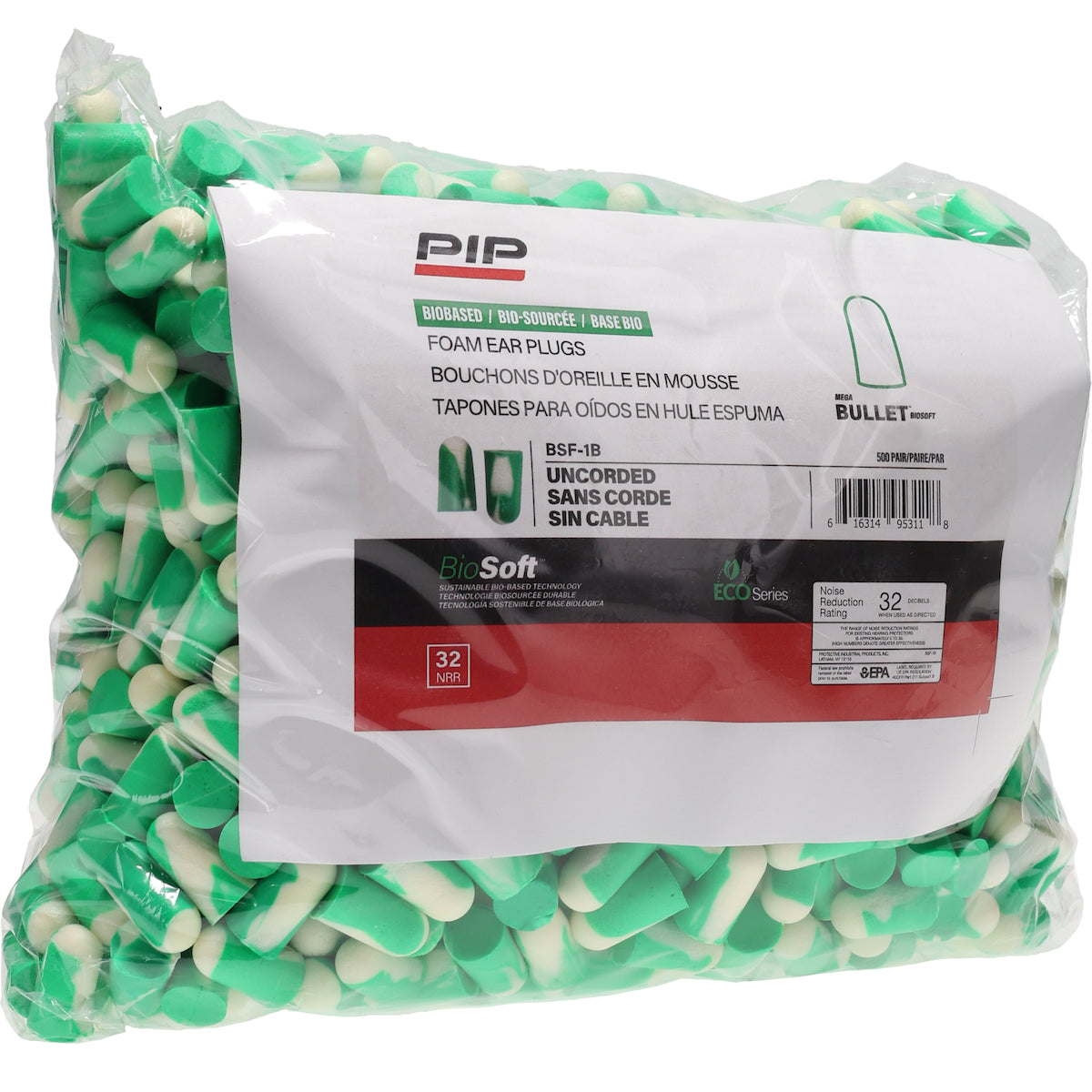 PIP BSF-1B Bulk Ear Plugs BioSoft Foam Multi