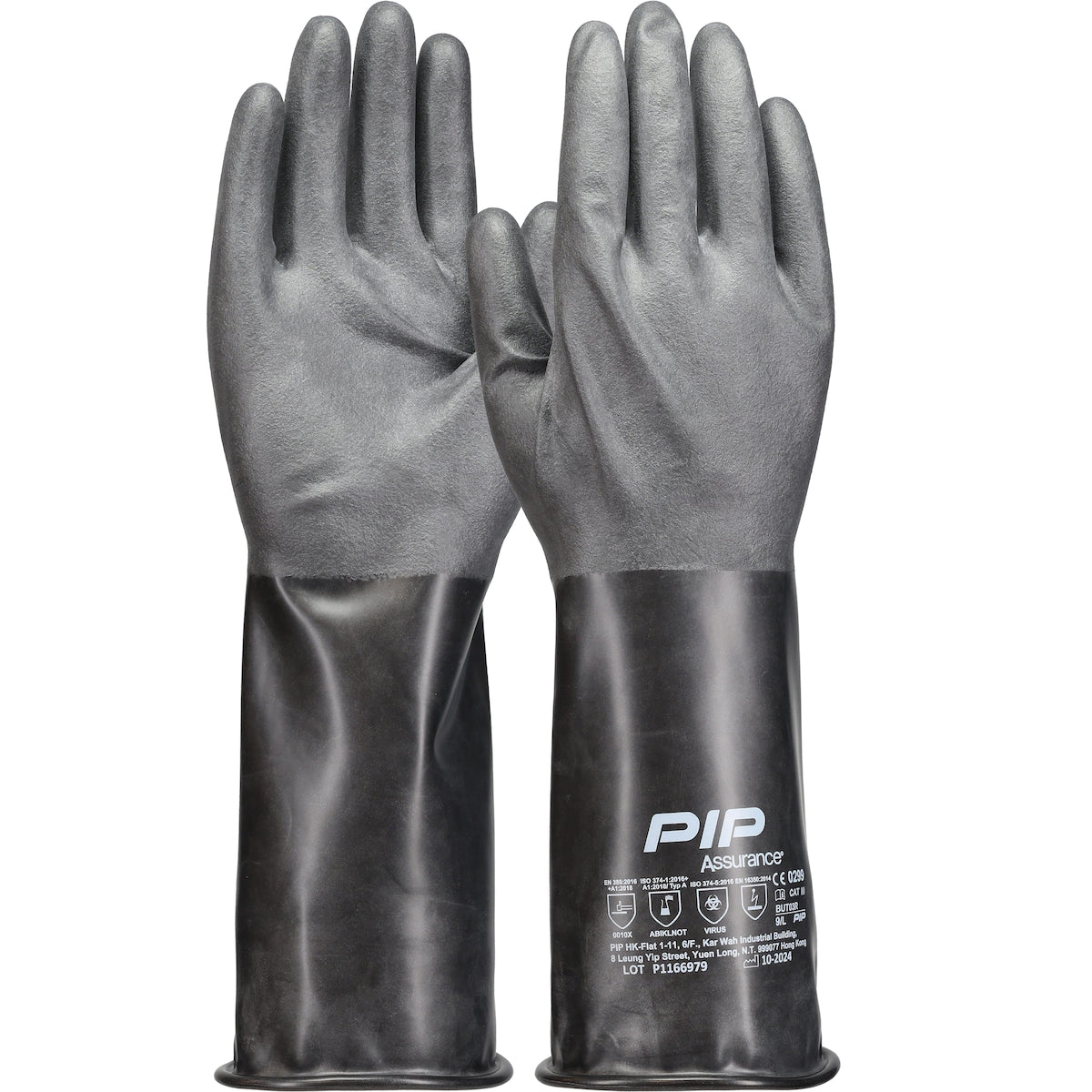 Assurance BUT03R Chemical Resistant Gloves Bromine-Butyl Rubber Rough Grip Black
