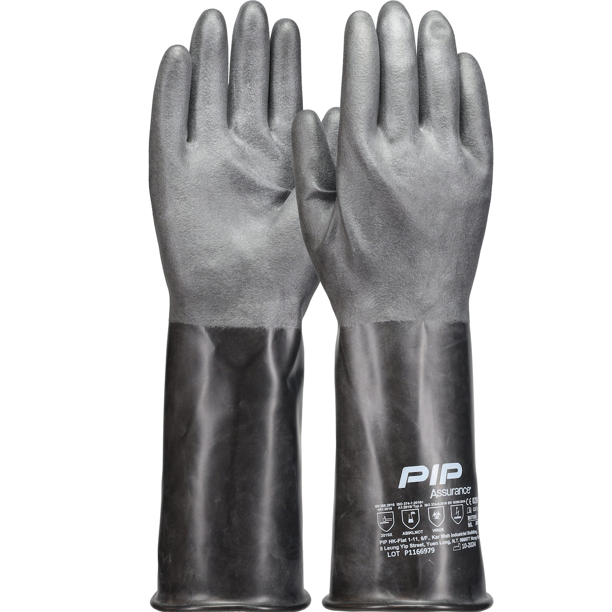Assurance BUT05R Chemical Resistant Gloves Bromine-Butyl Rubber Rough Grip Black