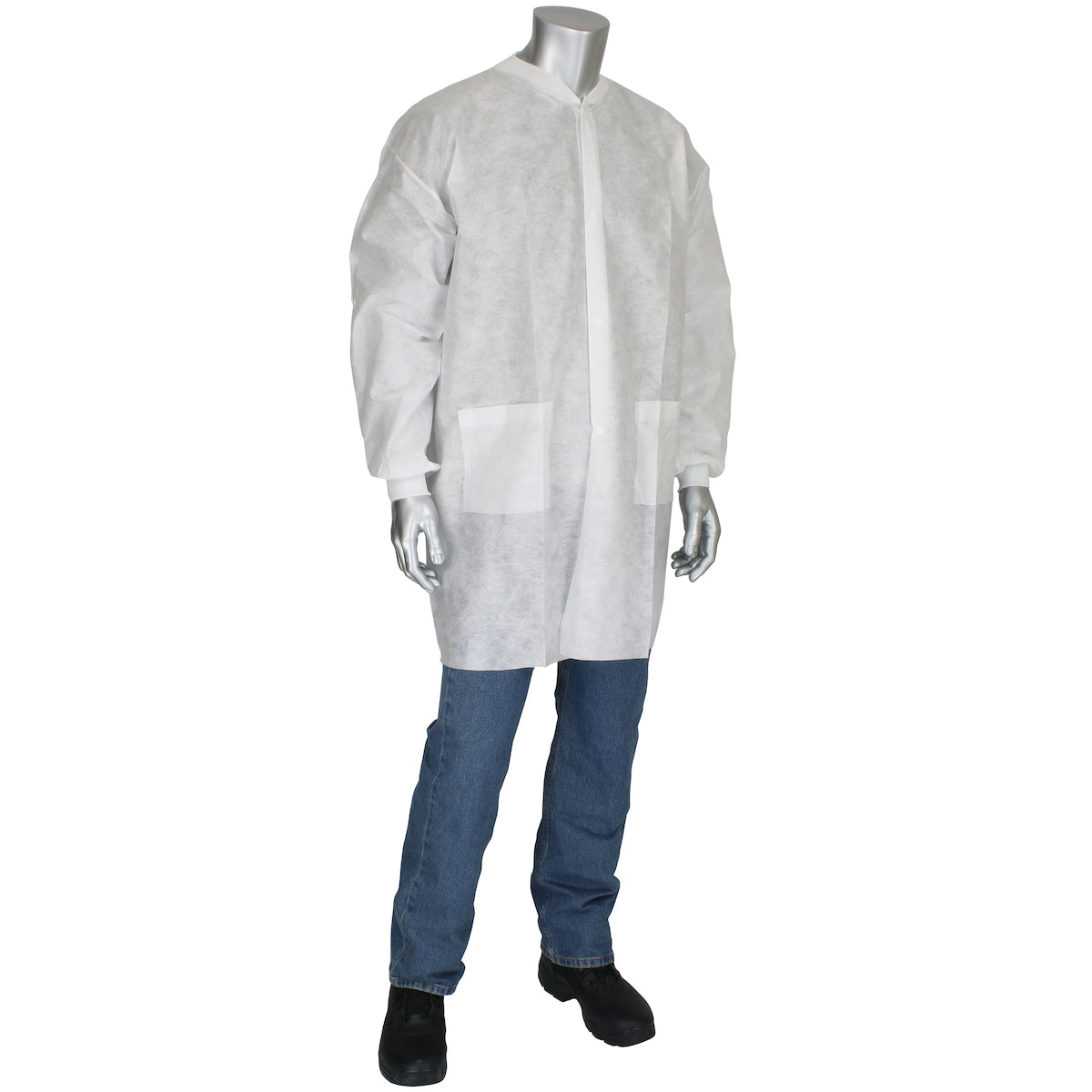 PIP C3828 Disposable Lab Coat 37 gsm FDA Compliant White