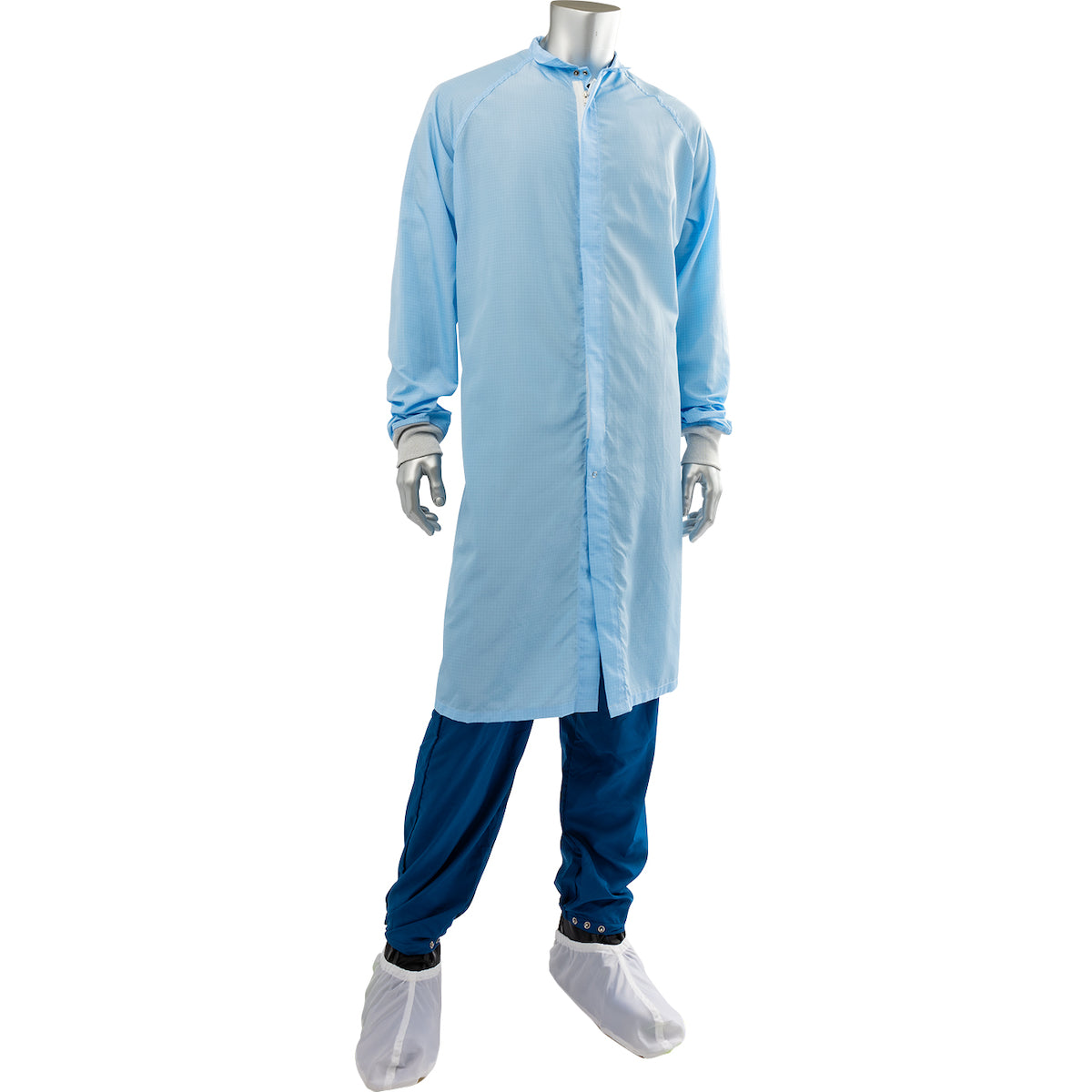 Uniform Technology CFRZC-65LB Cleanroom Frock Polyester ESD Light Blue