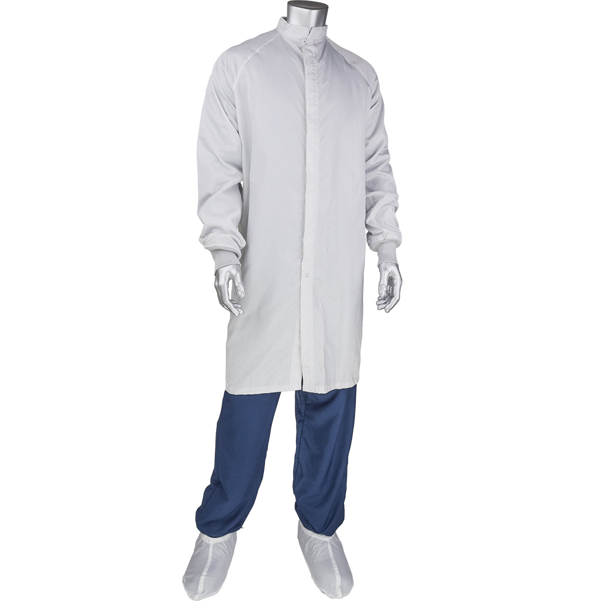 Uniform Technology CFRZC-89WH Cleanroom Frock Polyester ESD Knit Cuffs White