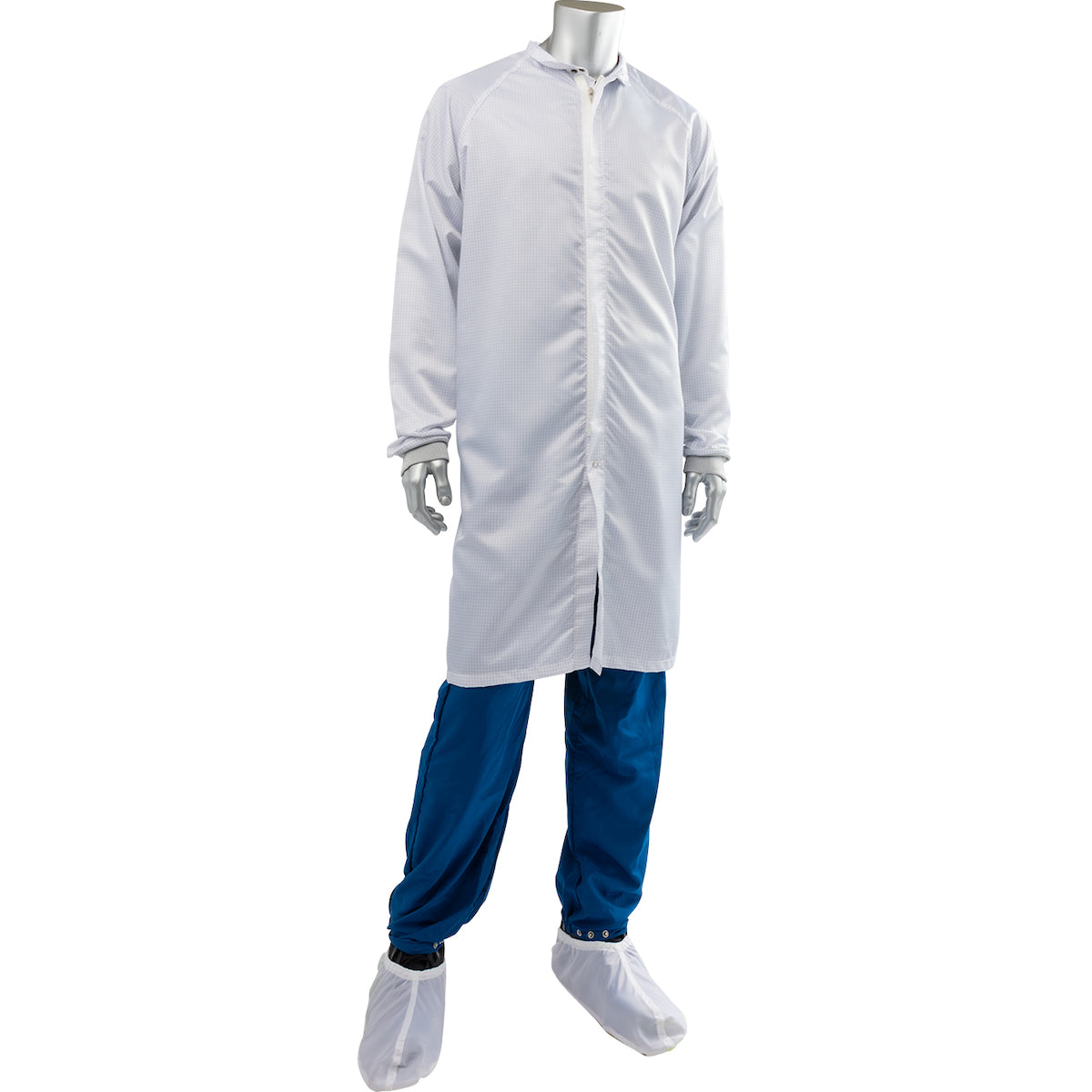 Uniform Technology CFRZCS-88WH Cleanroom Frock Polyester ESD Knit Cuffs White