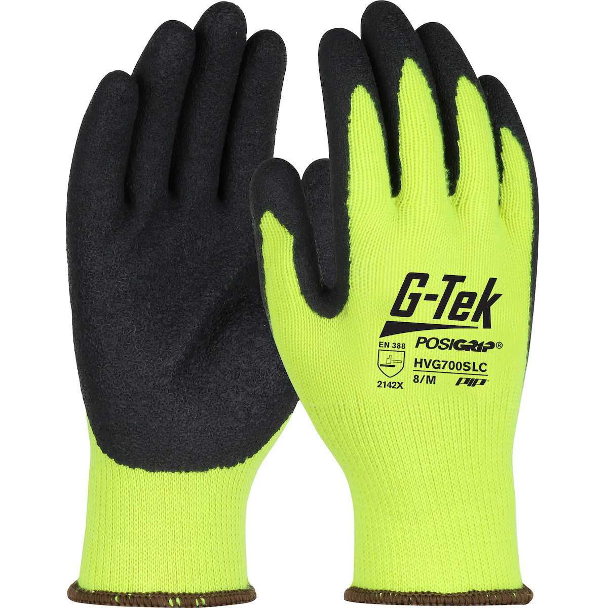 G-Tek HVG700SLC Coated Work Gloves Hi-Vis Knit Polyester Yellow