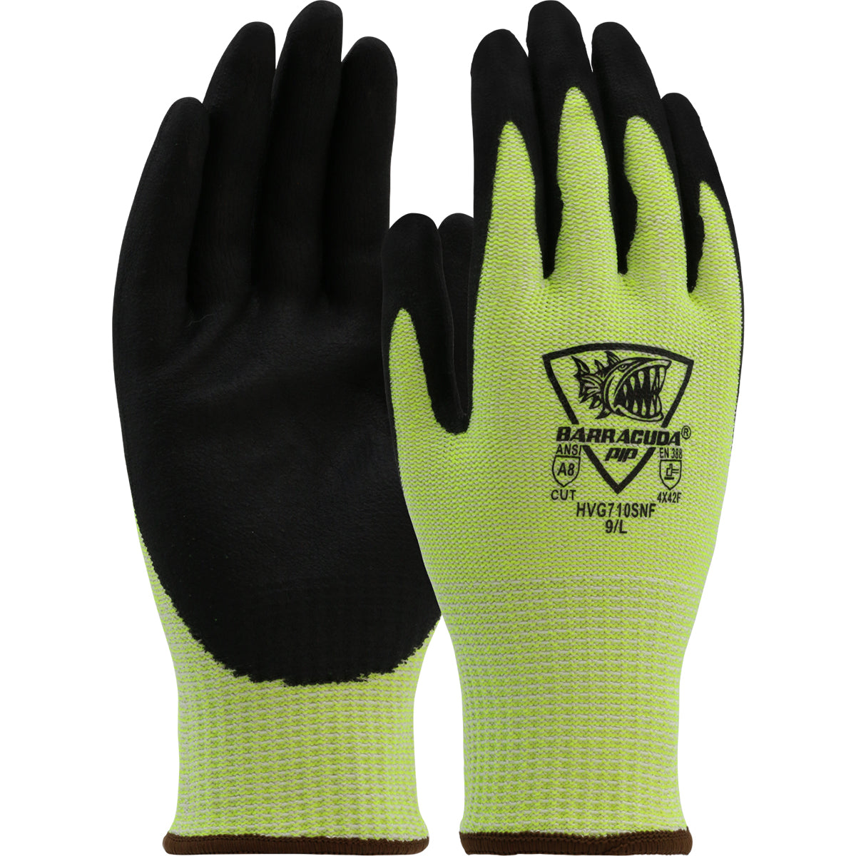 G-Tek HVG710SNF Cut Resistant Gloves Polykor Foam Nitrile Hi-Vis Green