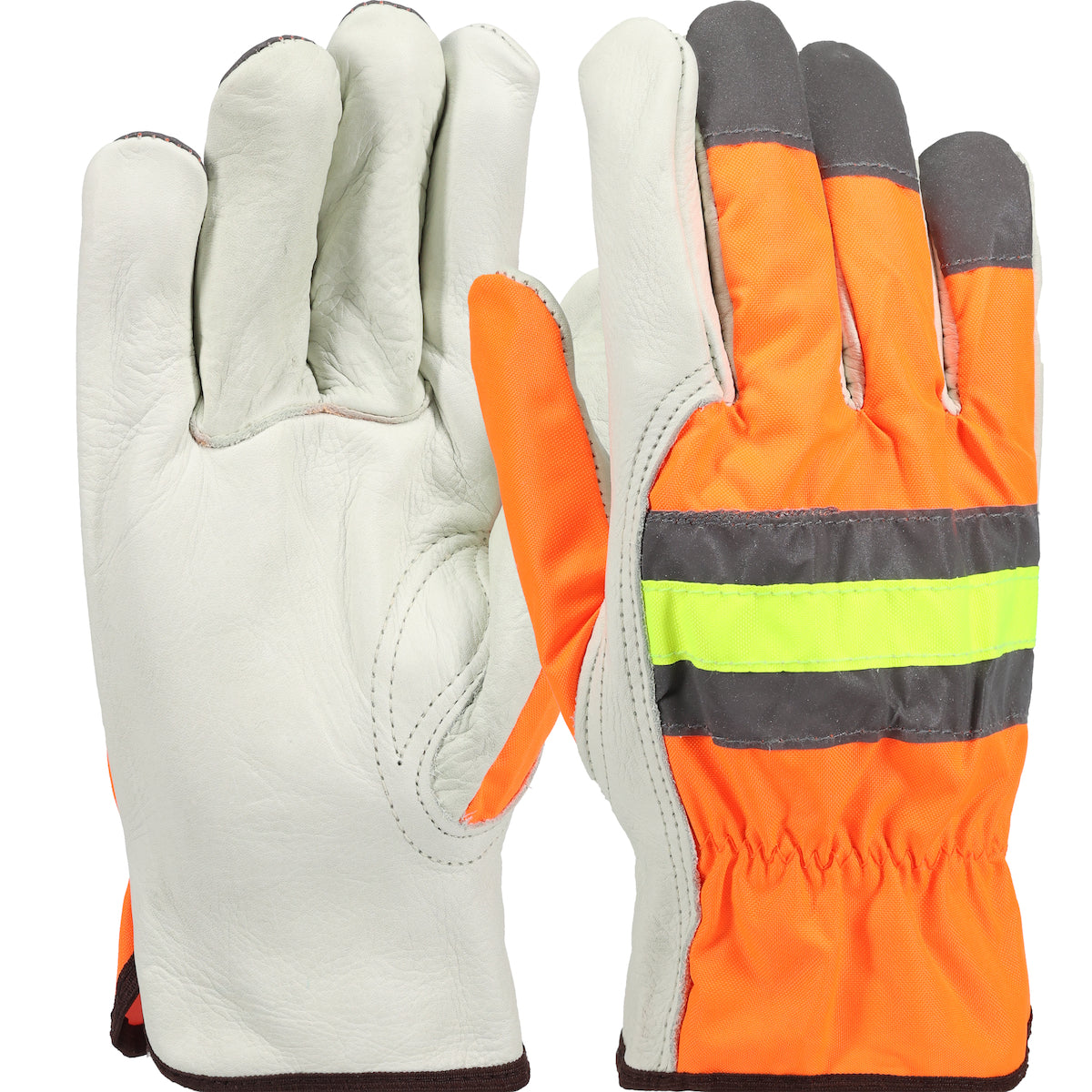 PIP HVO990K Leather Driver Gloves Top Grain Cowhide Hi-Vis Orange